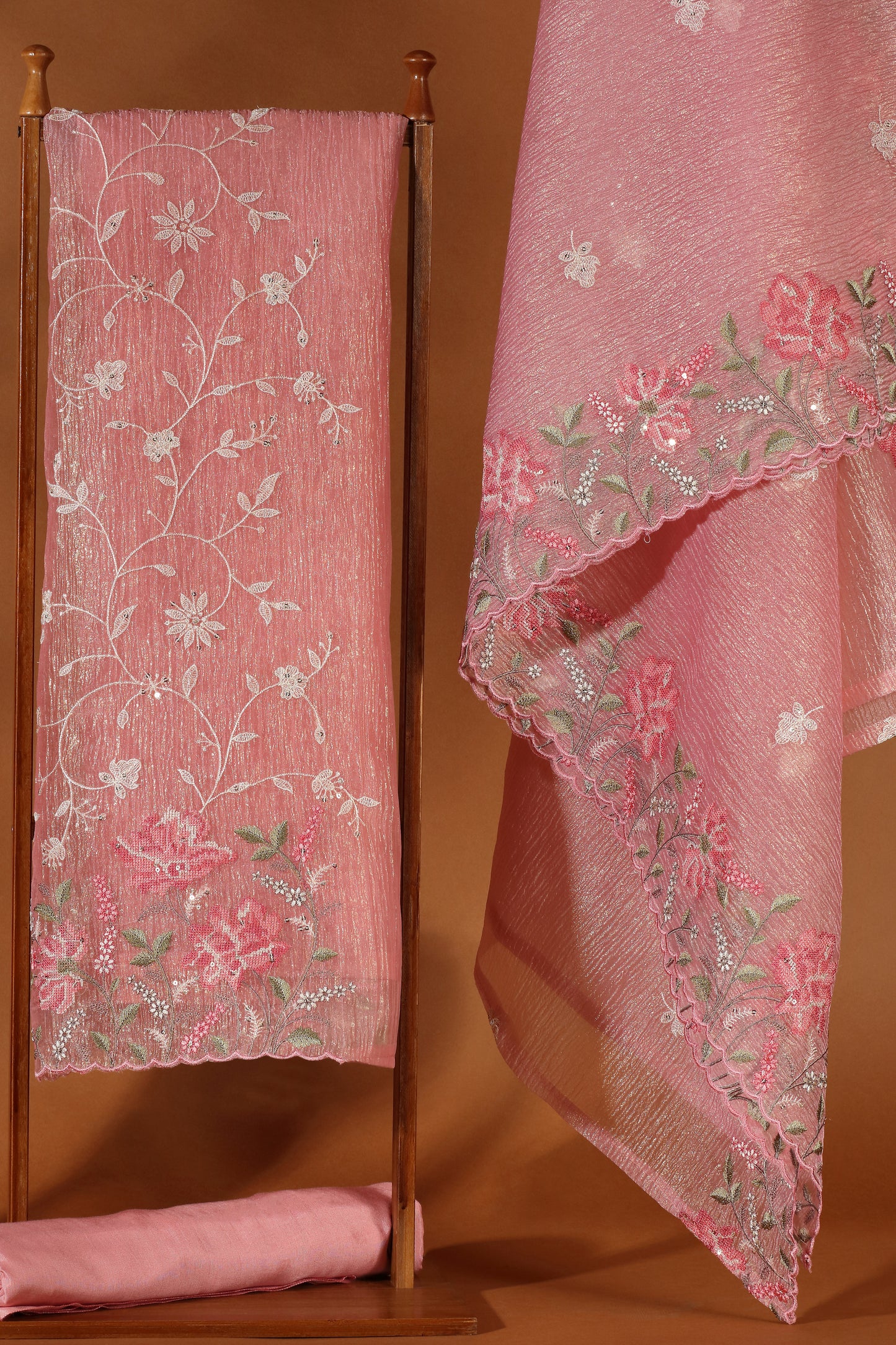 Pink Resham Embroidered Dress Material Suit