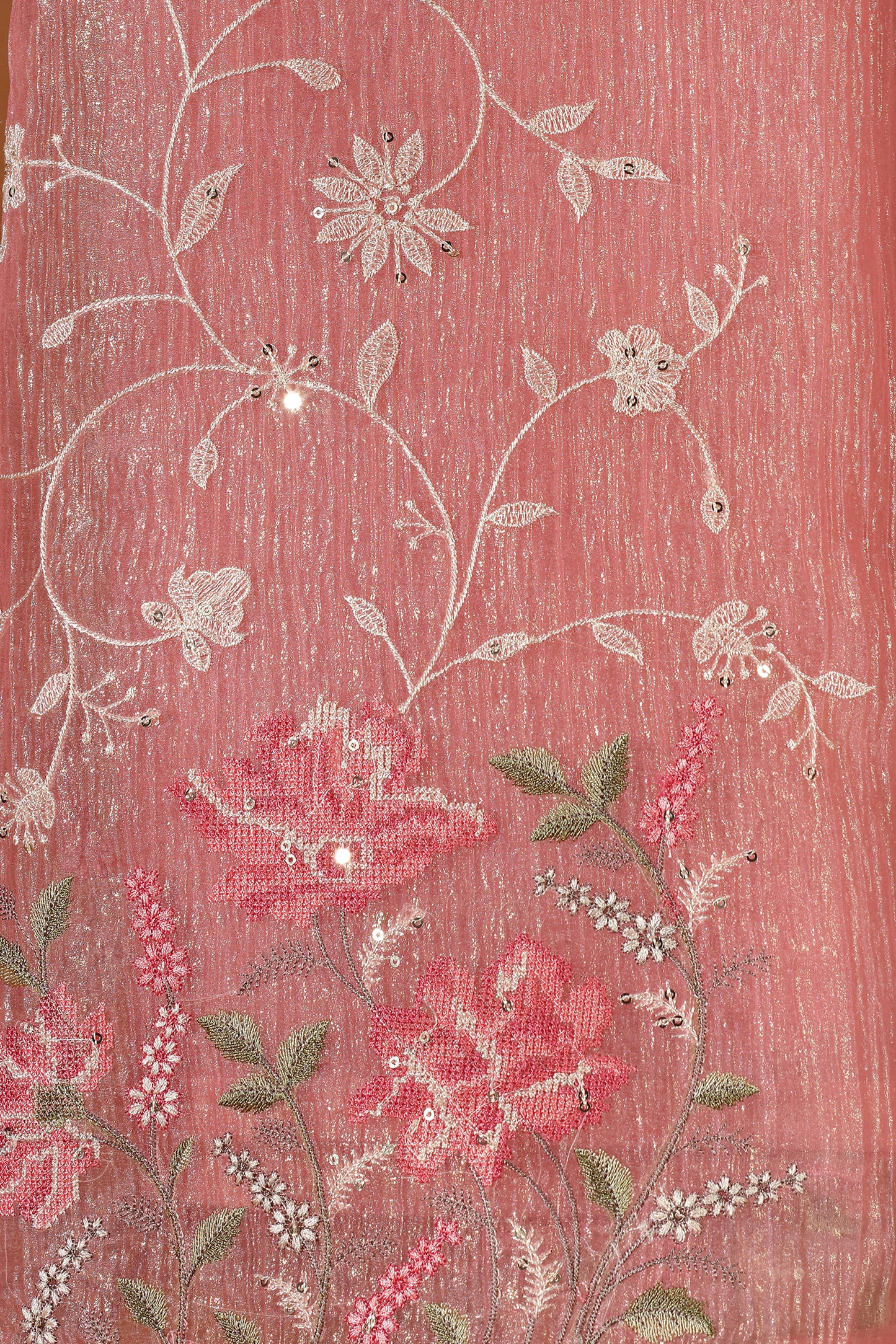 Pink Resham Embroidered Dress Material Suit
