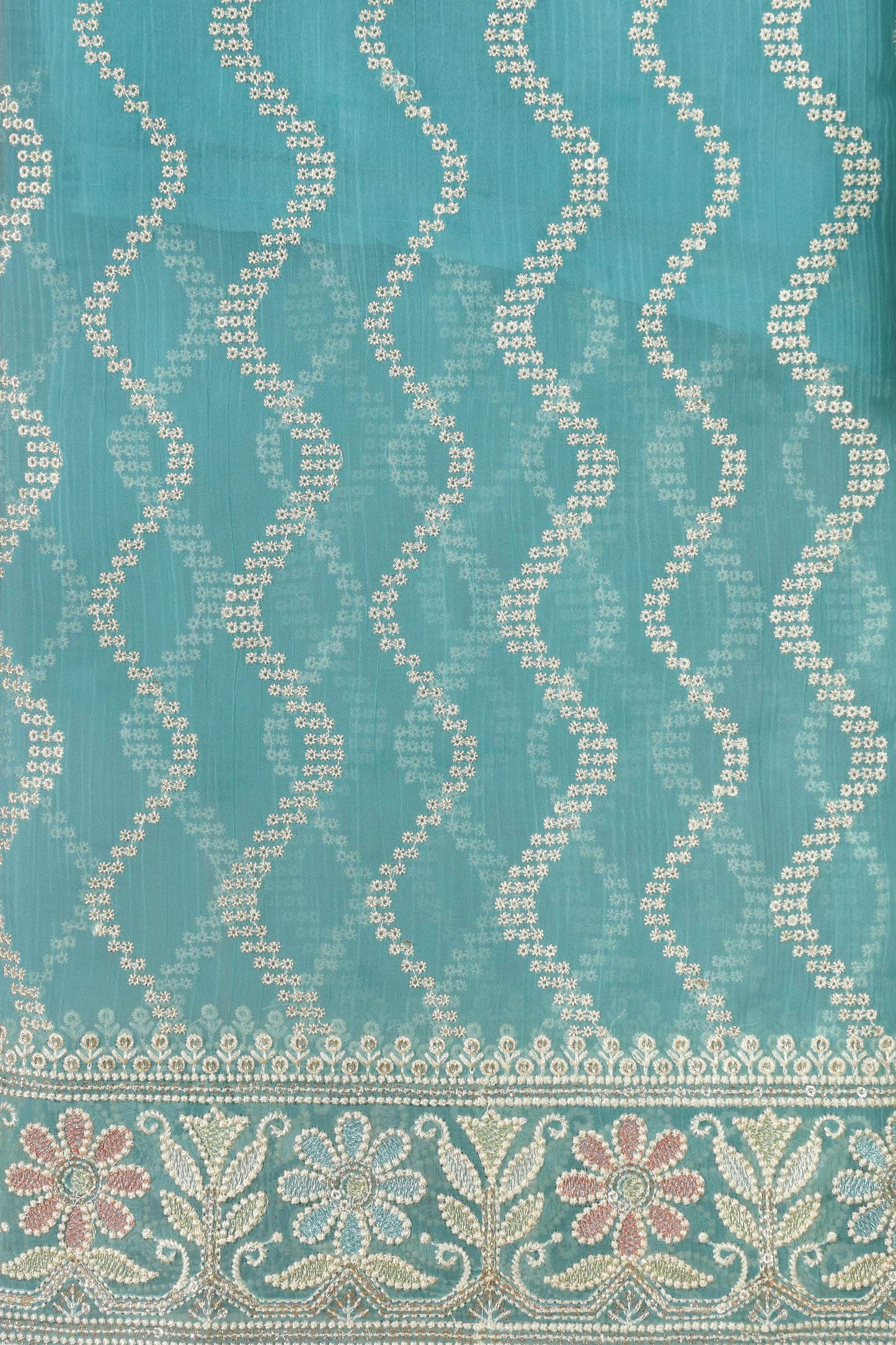 Blue Organza & Silk Unstitched Suit β Shine with Every Thread