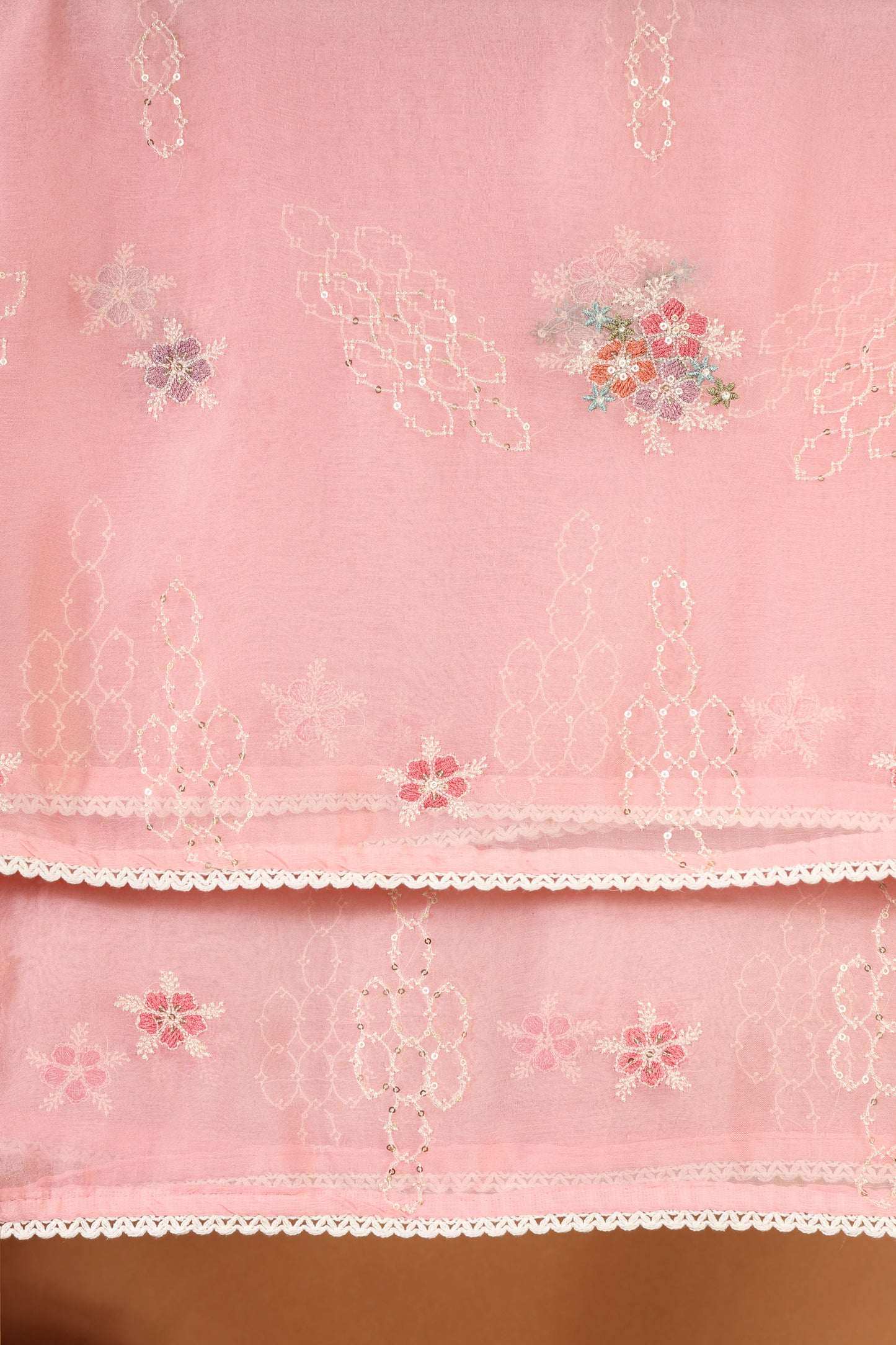 Pink Kathan & Chinnon Unstitched Dress Material Suit for Women