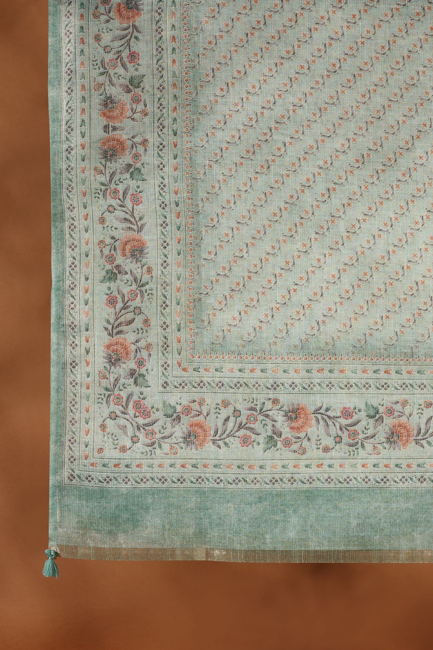 Green Printed Kathan Unstitched Dress Material Suit for Women