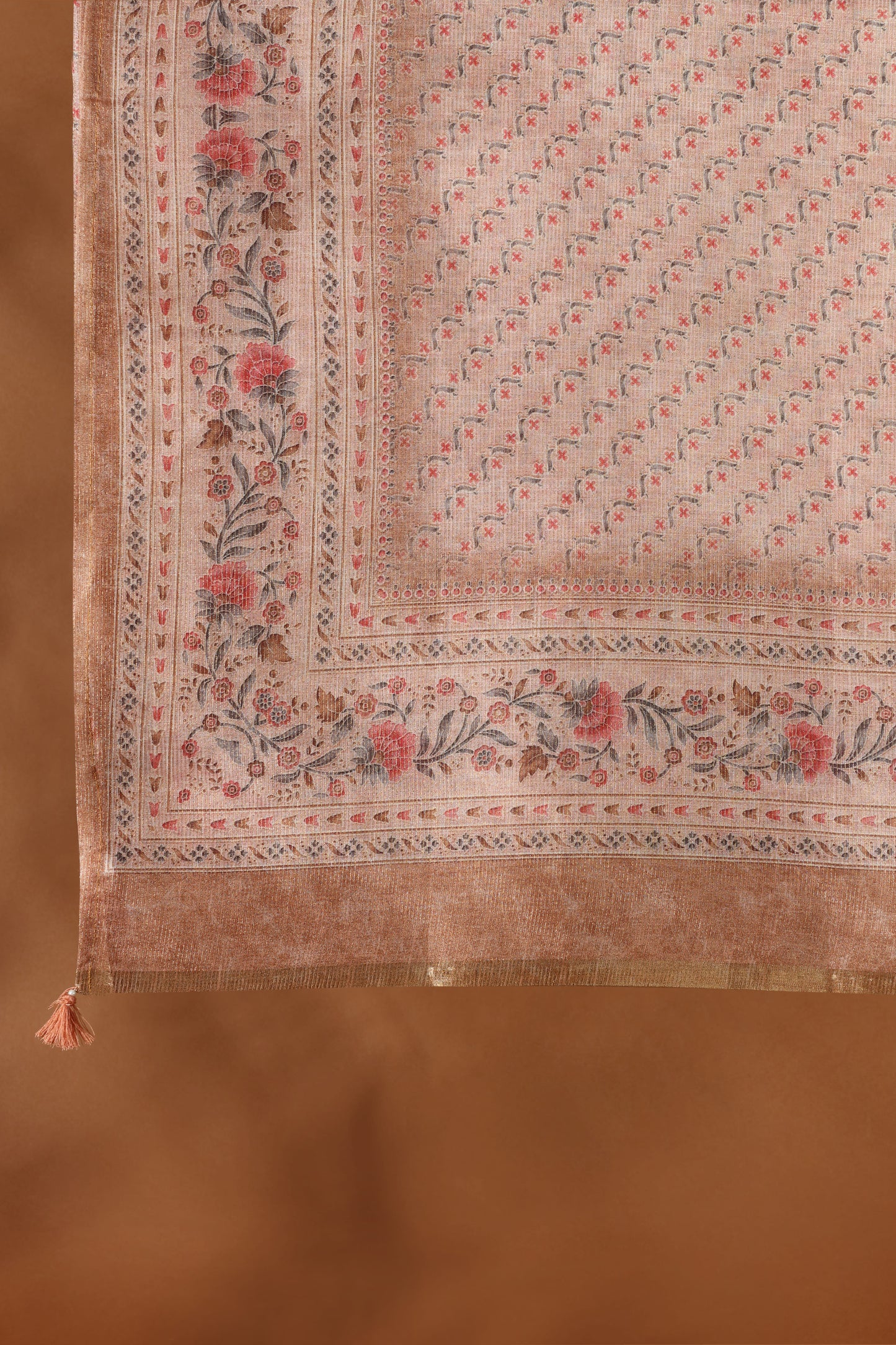 Gold Printed Kathan Silk Unstitched Dress Material Suit for Women