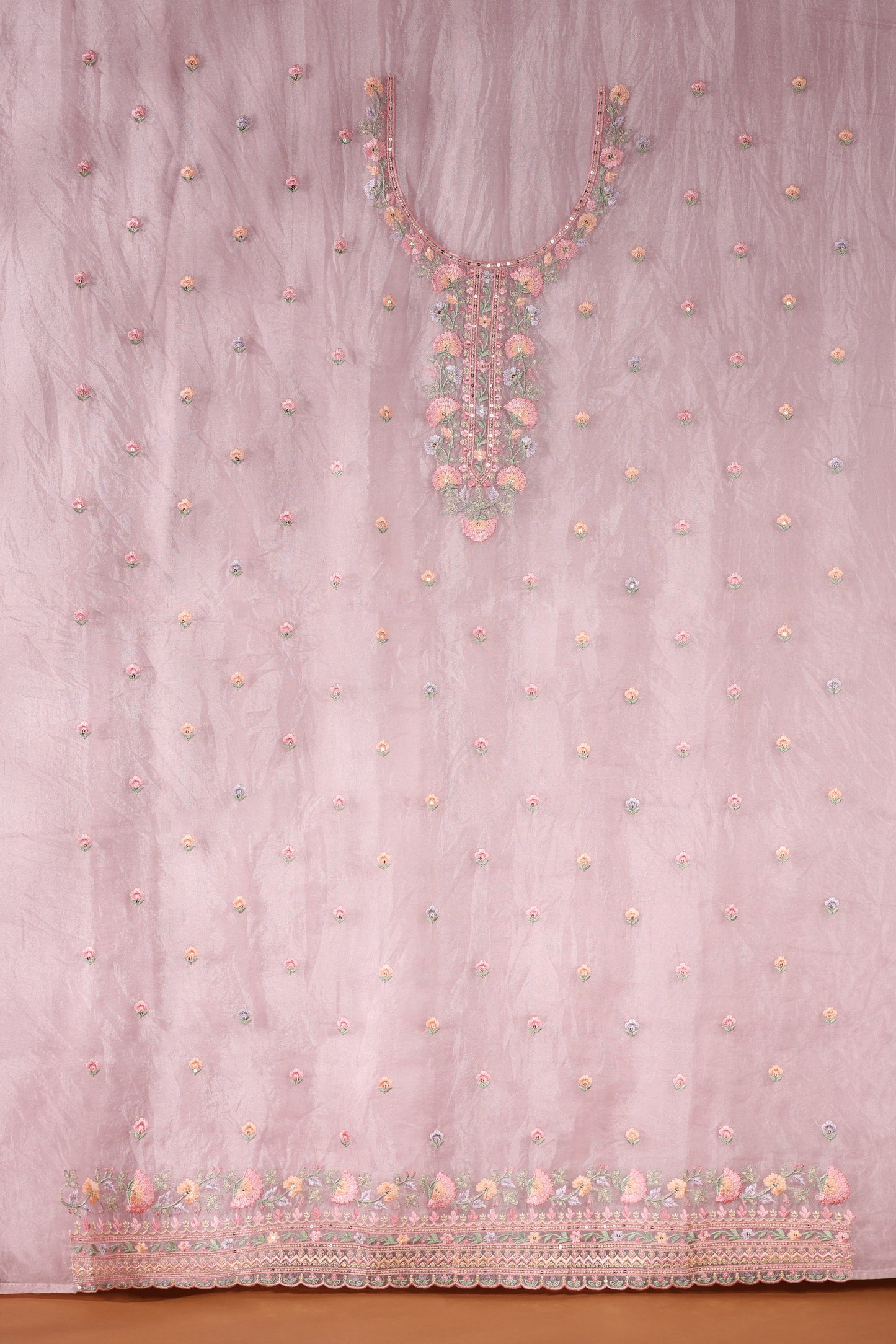 Royal Purple Organza & Kathan Silk Suit Set