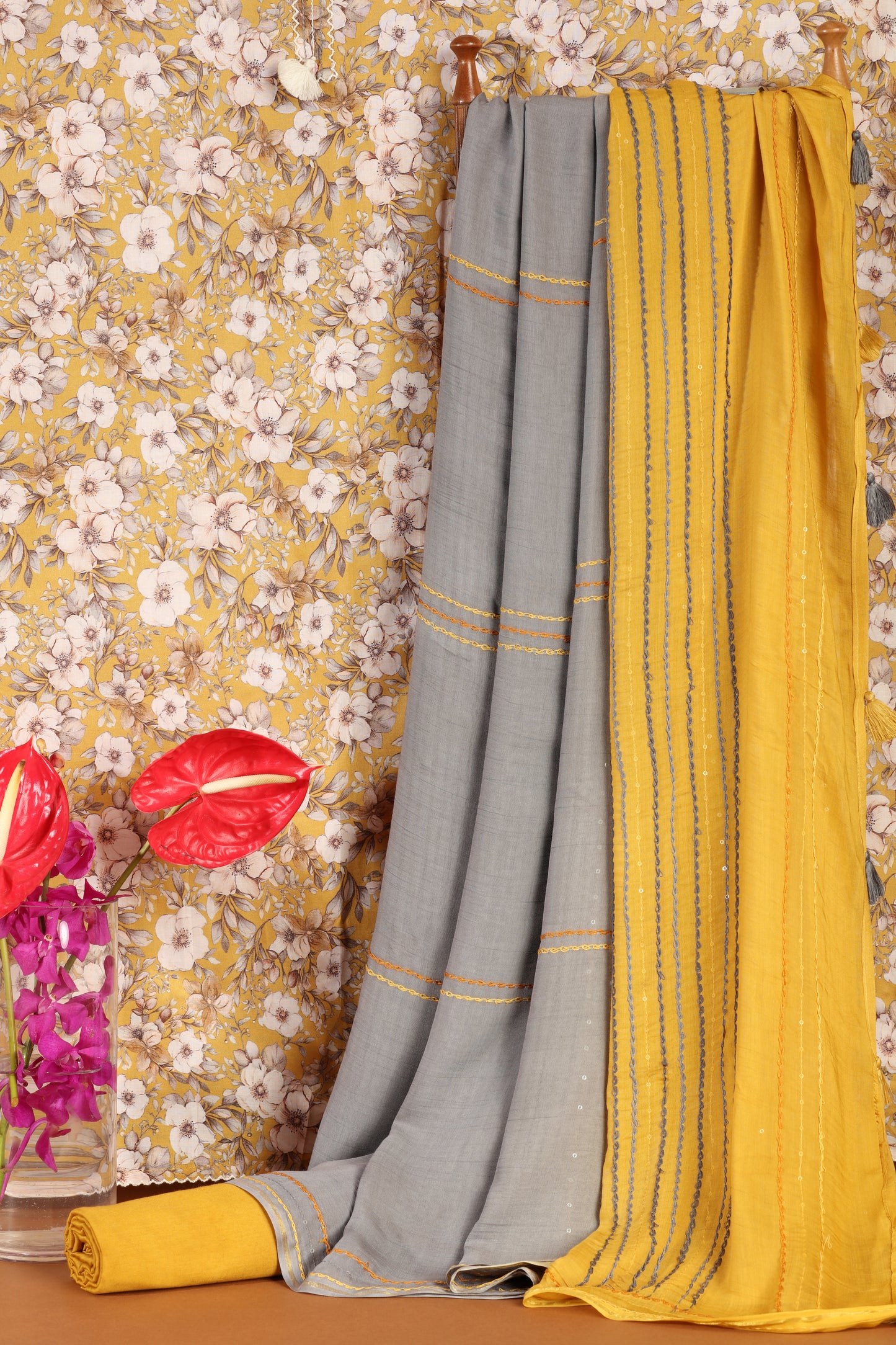 Sunshine Yellow Printed Cotton Suit Set