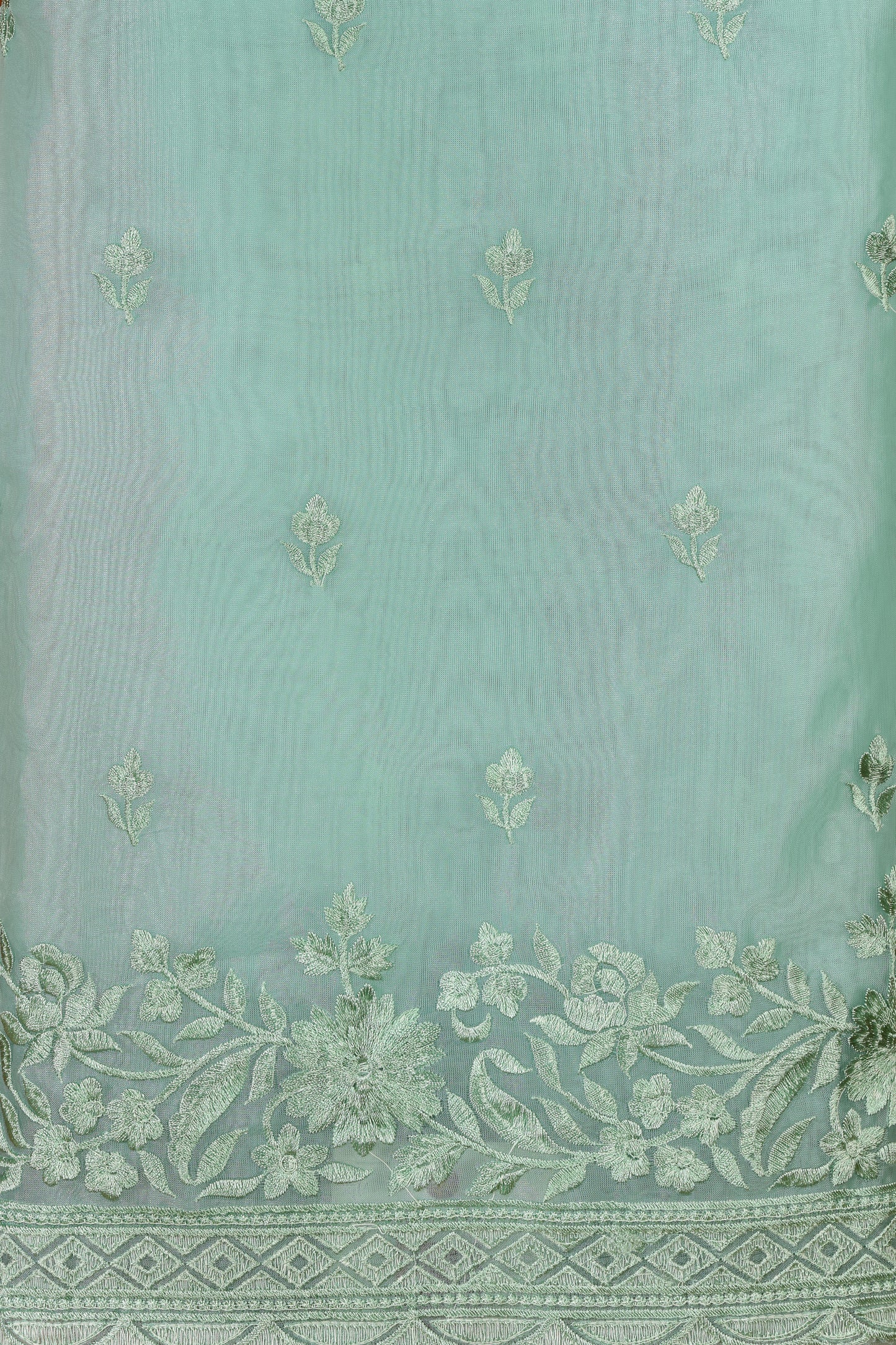 Emerald Green Organza Suit Set with Resham Detailing