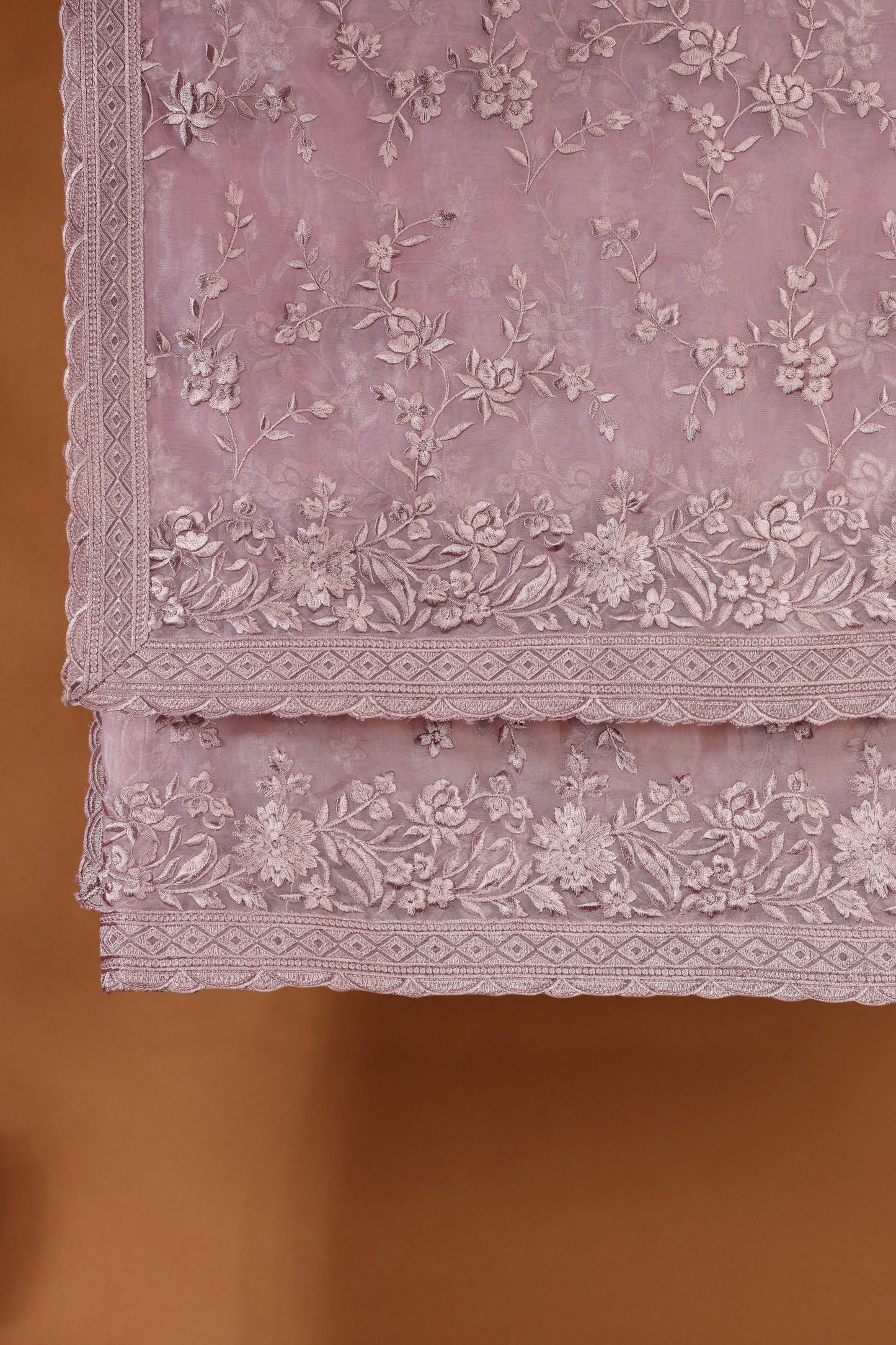 Blush Pink Cotton-Organza Suit Set with Resham Detailing