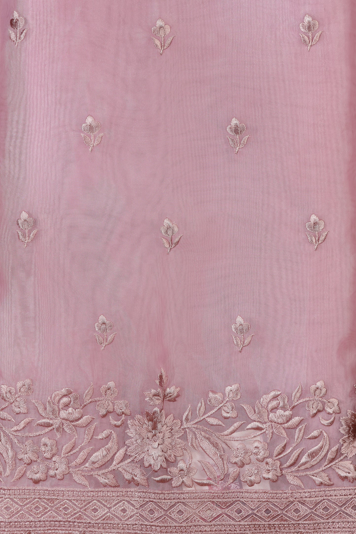 Blush Pink Cotton-Organza Suit Set with Resham Detailing