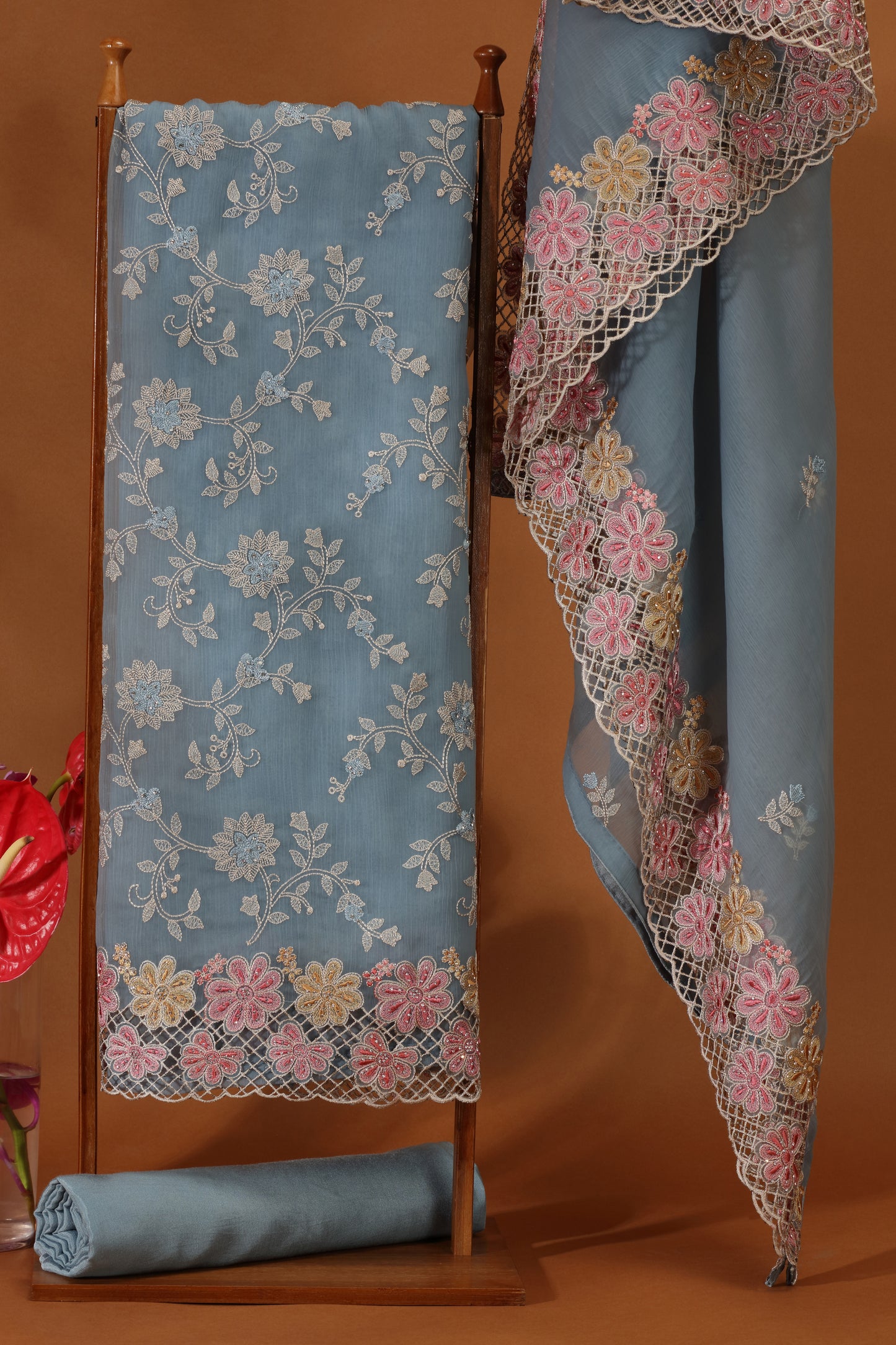 Grey Organza Dress Suit Material
