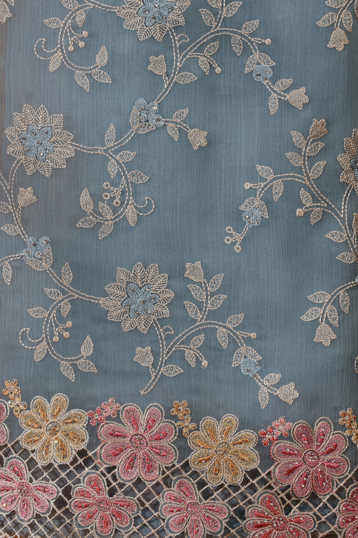Grey Organza Dress Suit Material