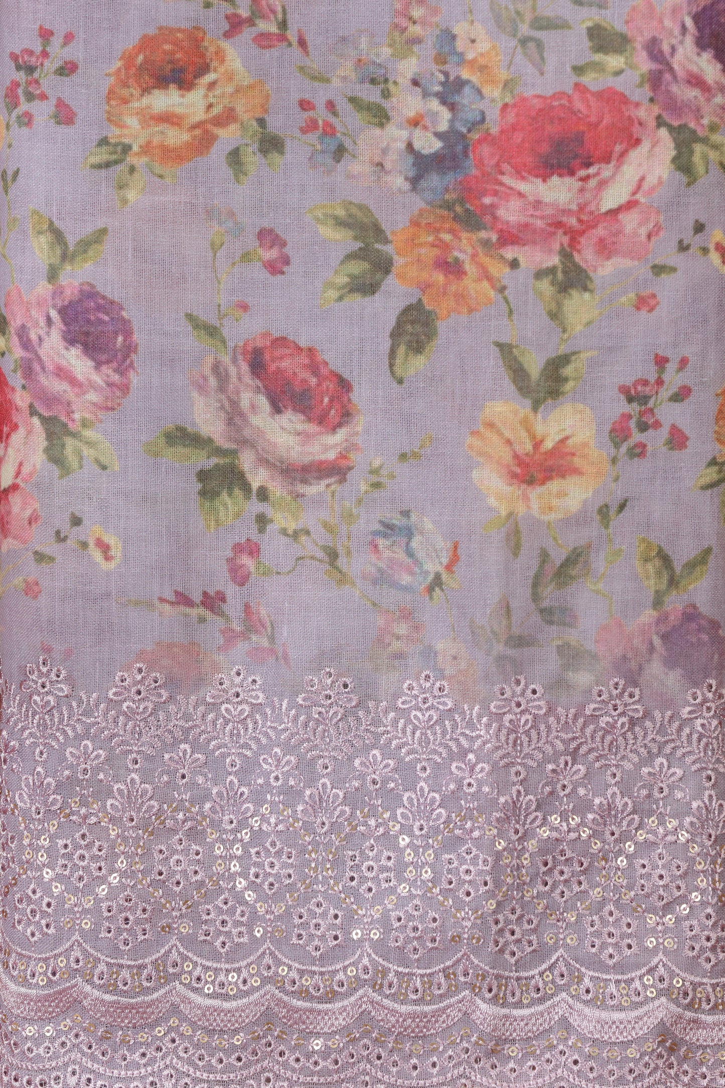 Royal Purple Printed Kathan Silk Suit Set
