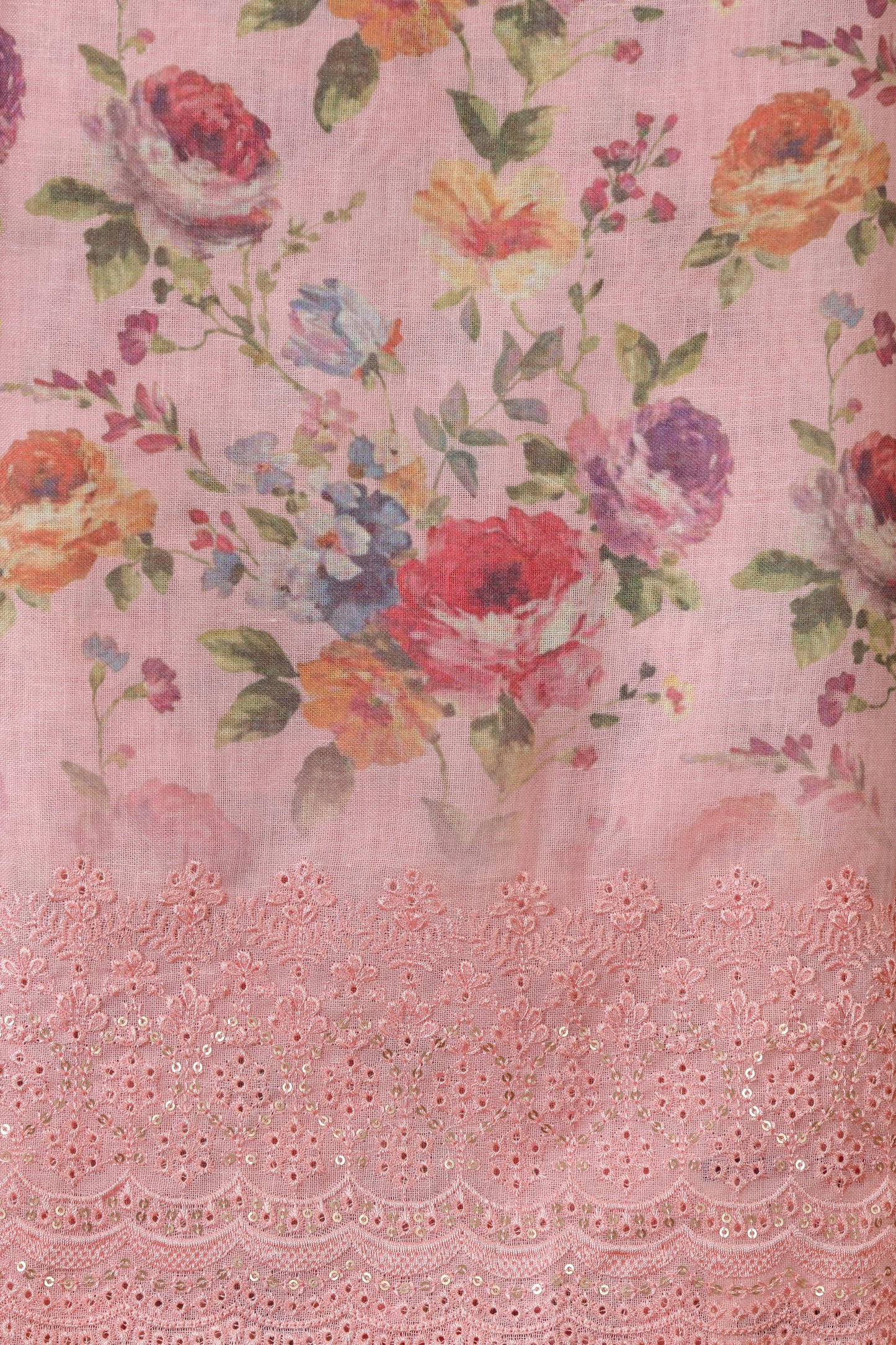 Blush Pink Printed Kathan Silk Suit Set
