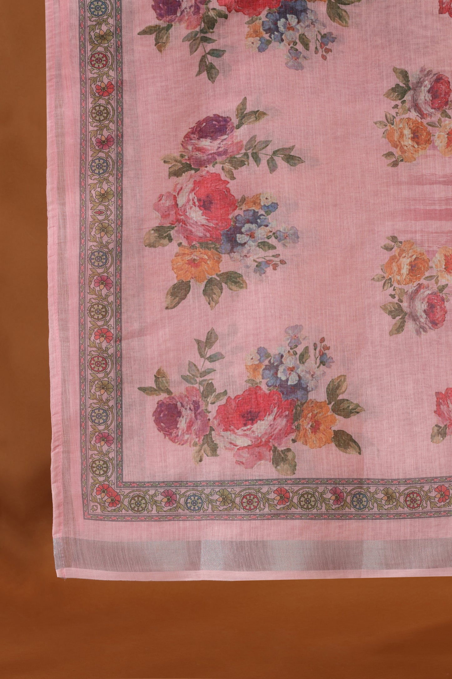 Blush Pink Printed Kathan Silk Suit Set
