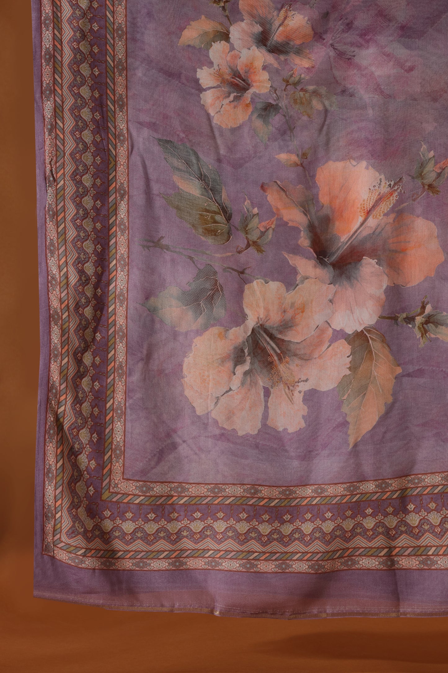 Purple Resham Embroidered Dress Material Suit