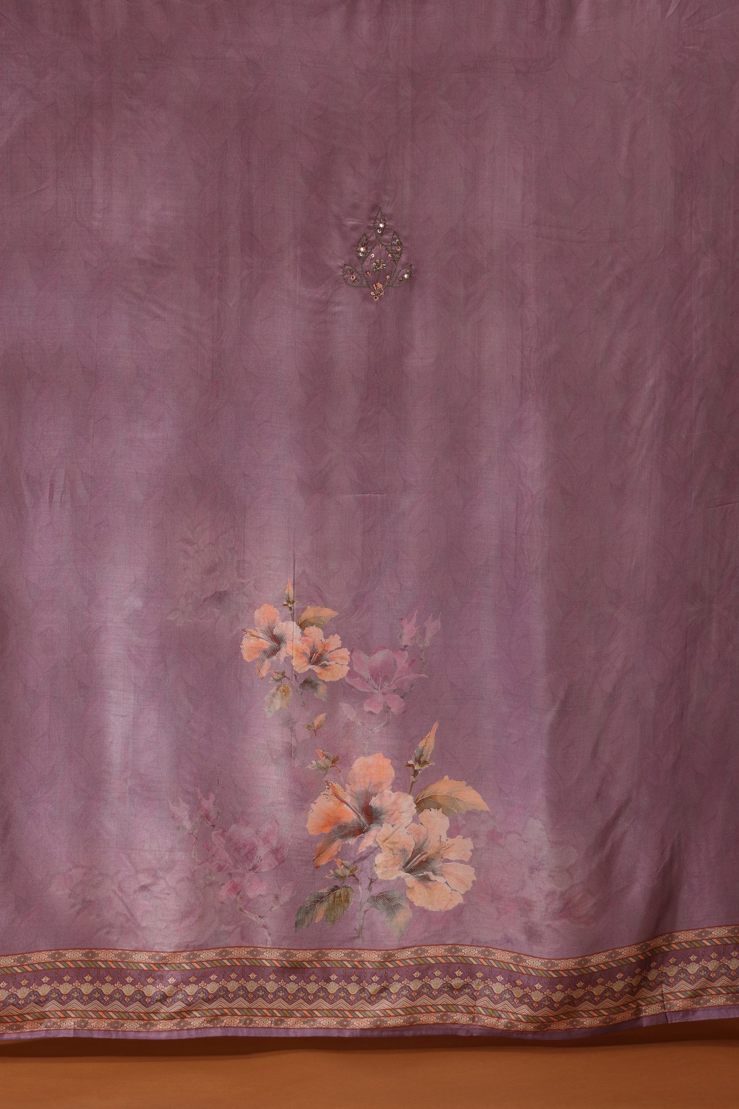 Purple Resham Embroidered Dress Material Suit