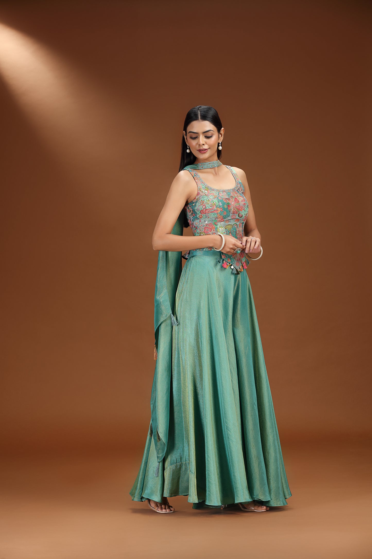 Green Tissue Salwar Suit