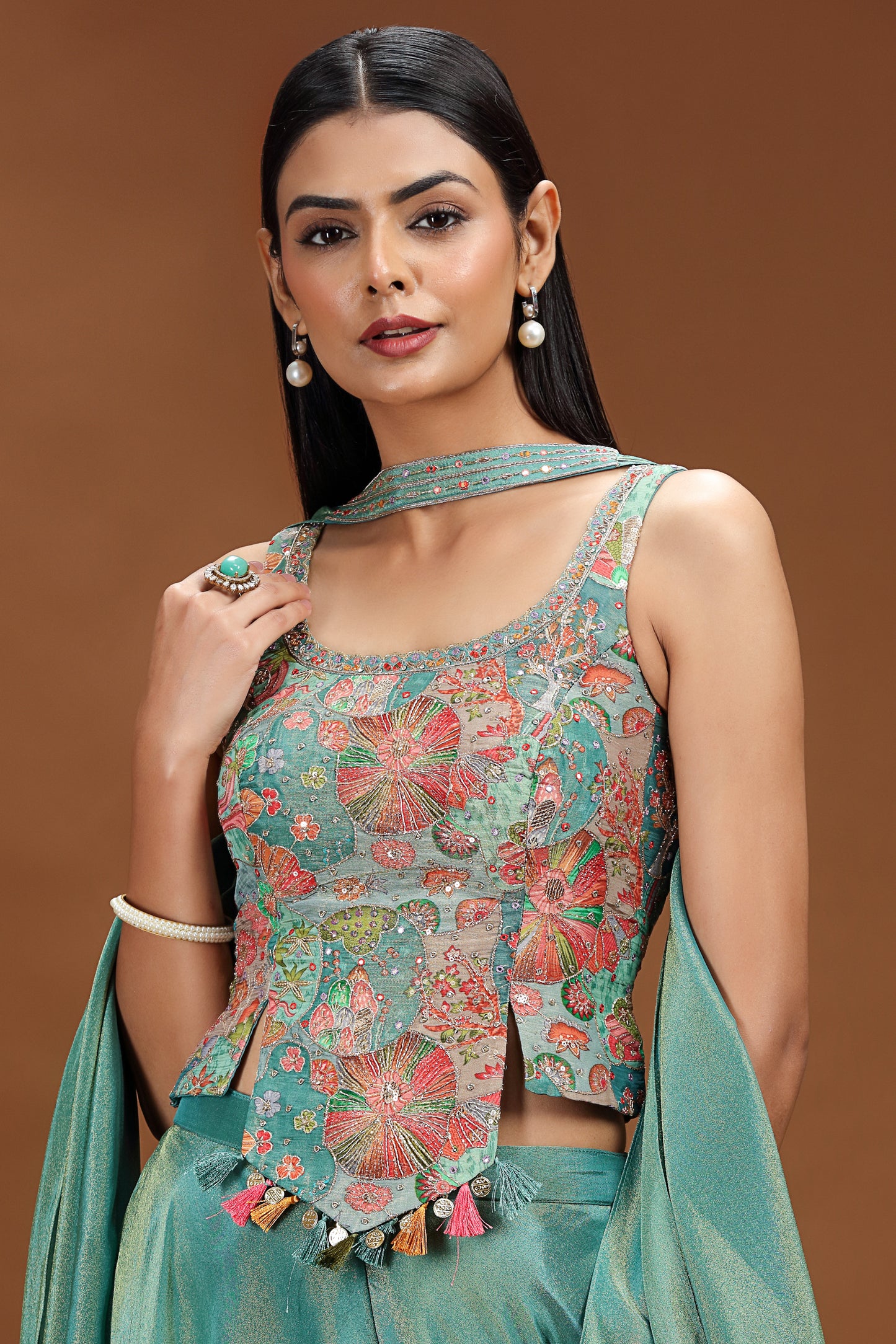 Green Tissue Salwar Suit