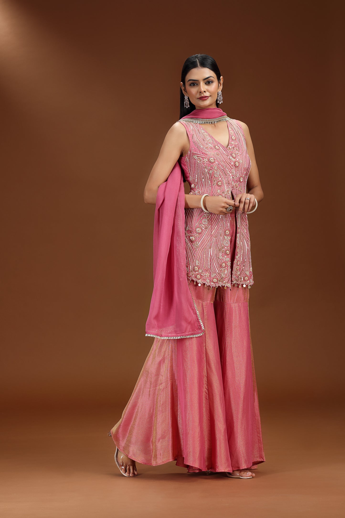 Pink Tissue Salwar Suit