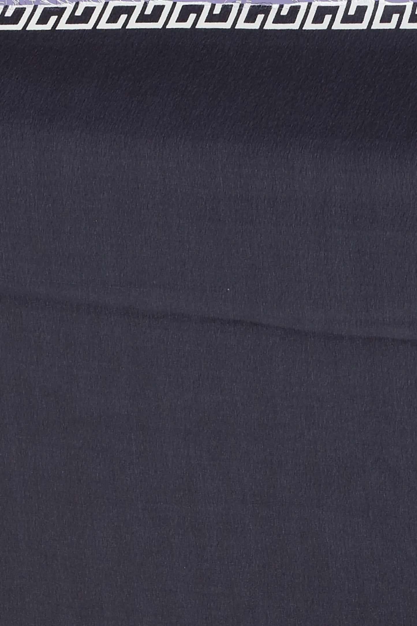 White Printed Satin Silk Saree with Swarovski Detail & Black Unstitched Blouse