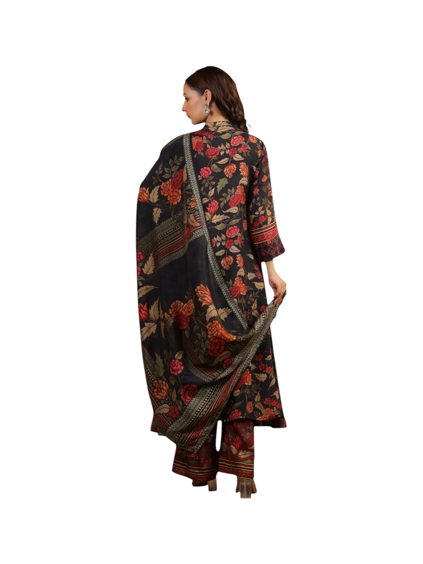 Black Crepe Kurta Set