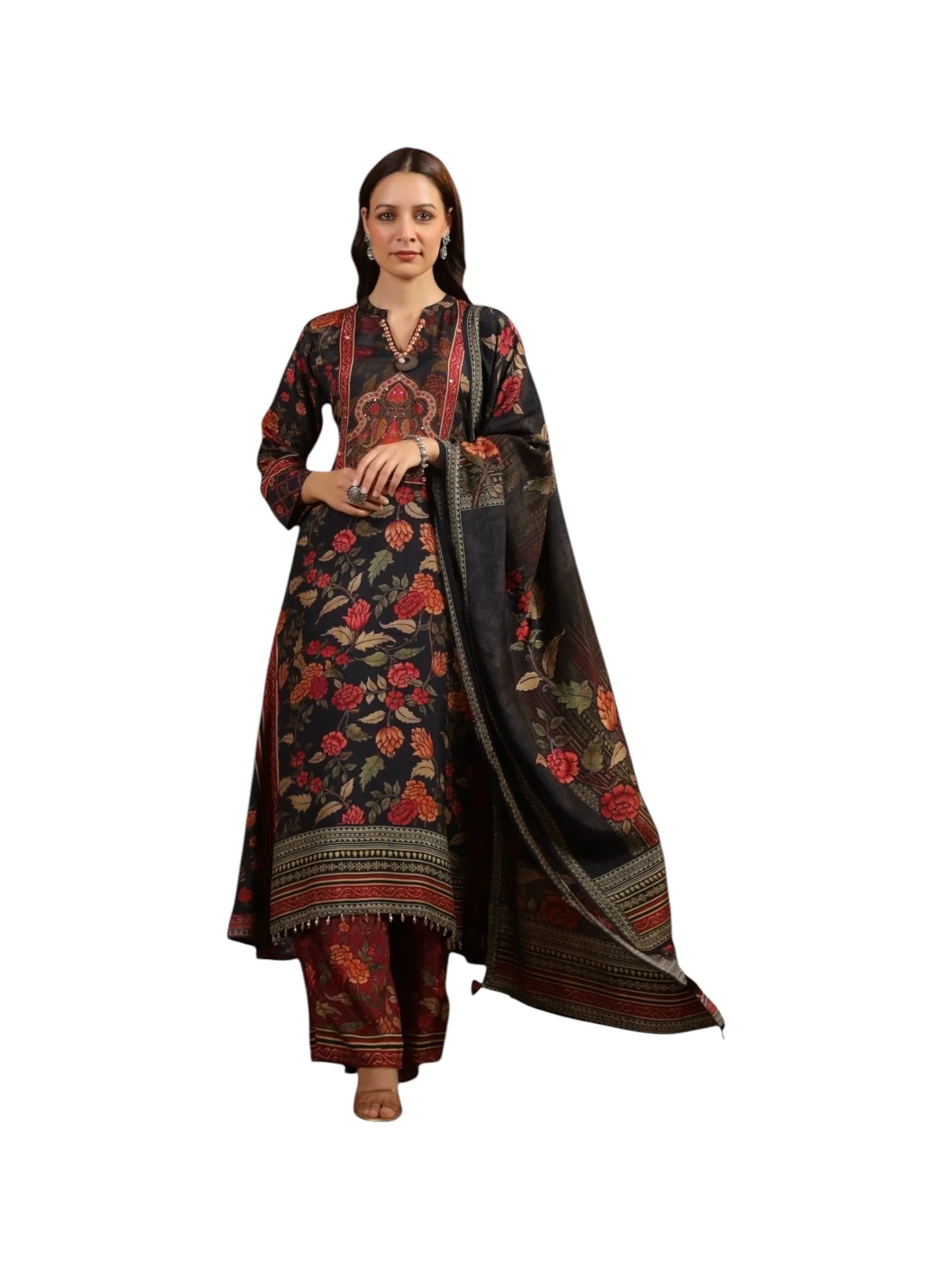 Black Crepe Kurta Set