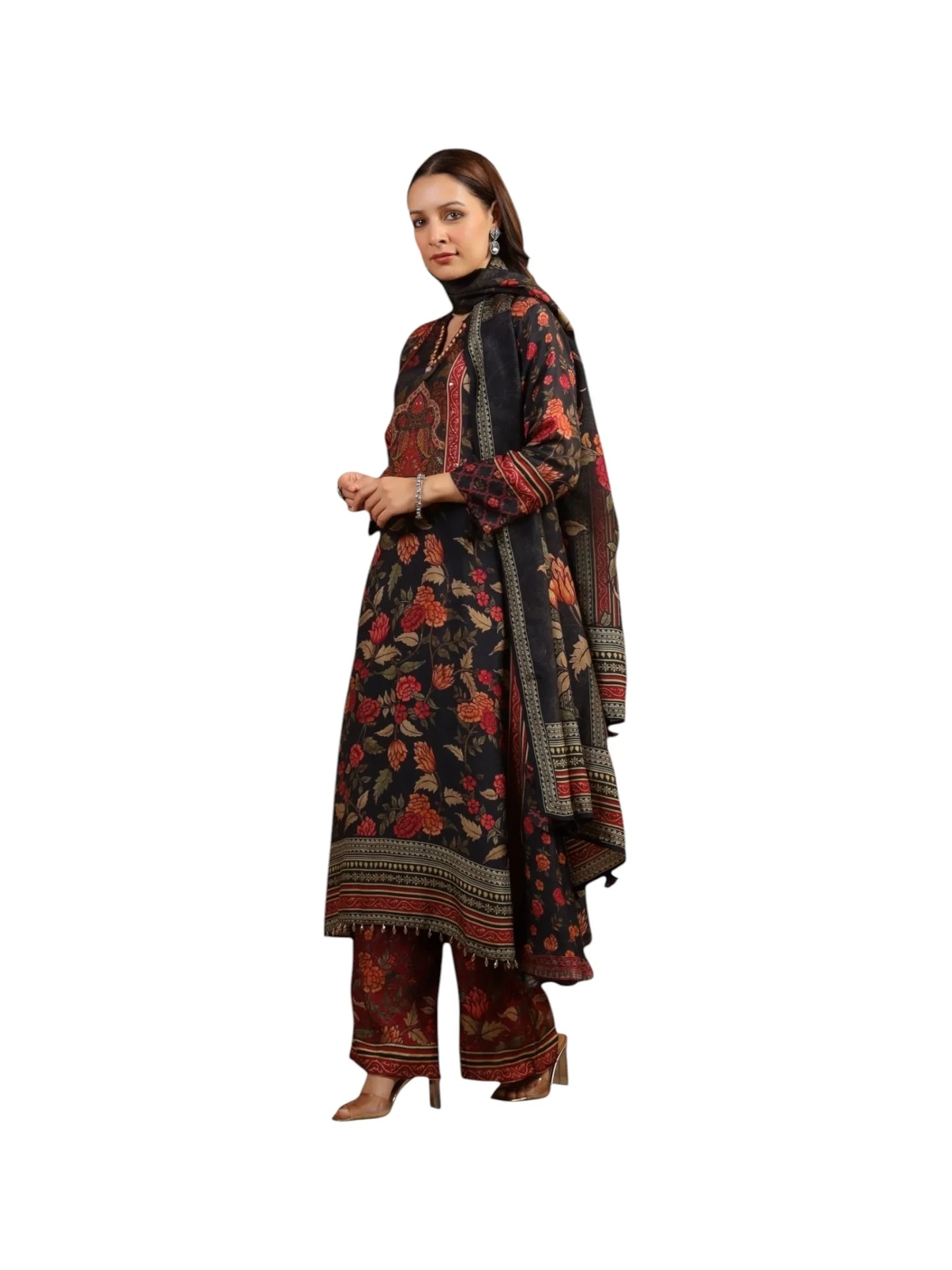 Black Crepe Kurta Set