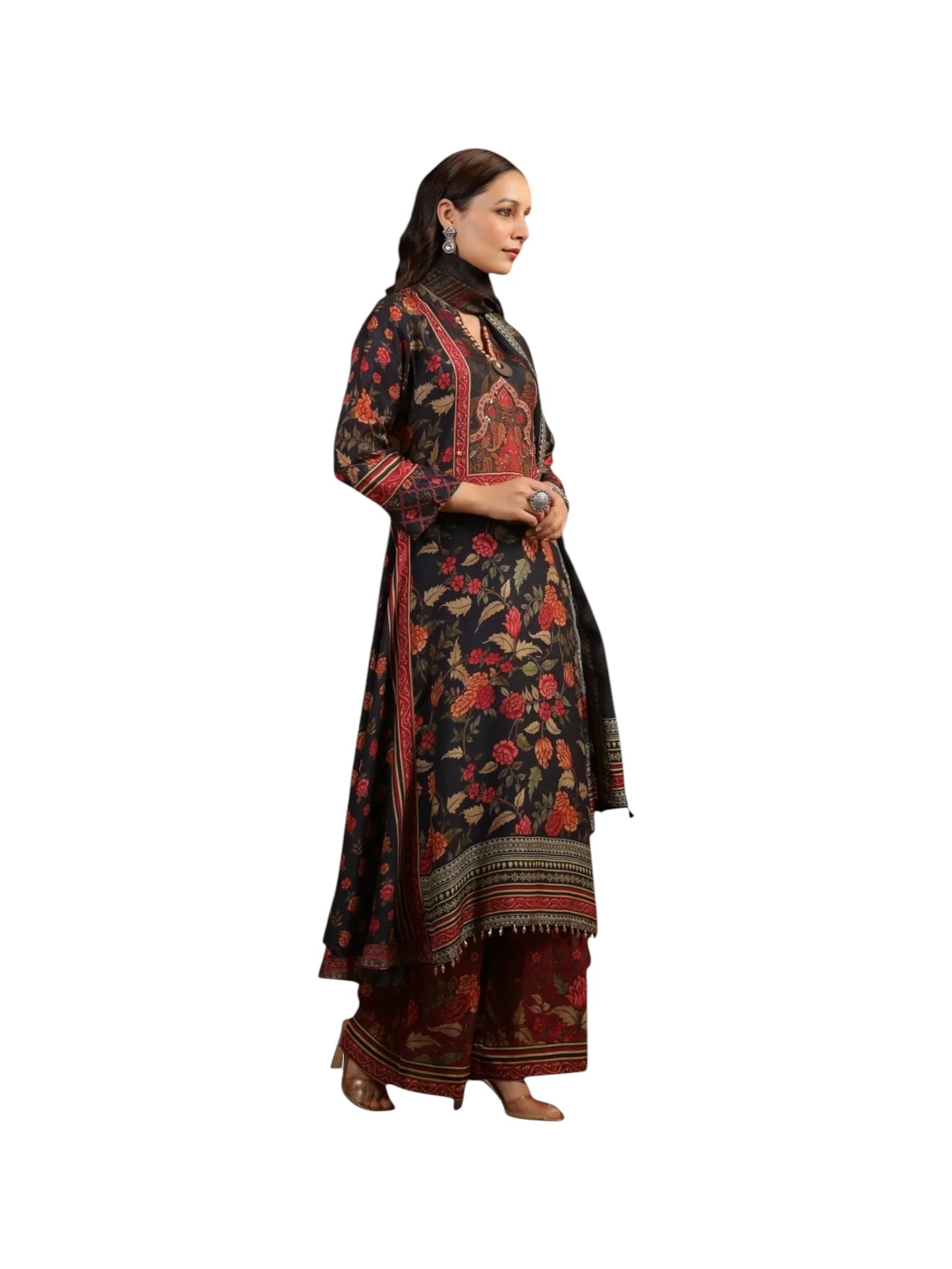 Black Crepe Kurta Set