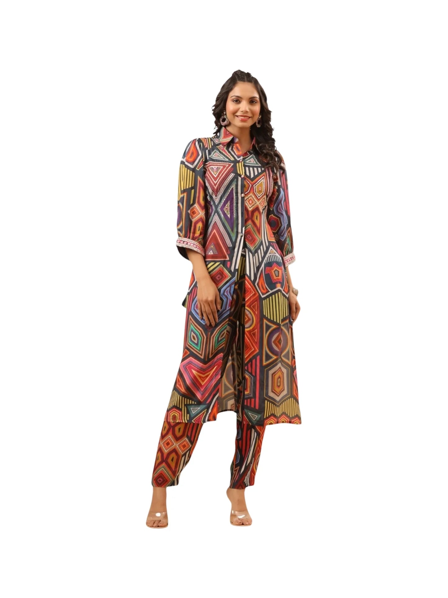 Multi-Color Satin Silk Kurta Set