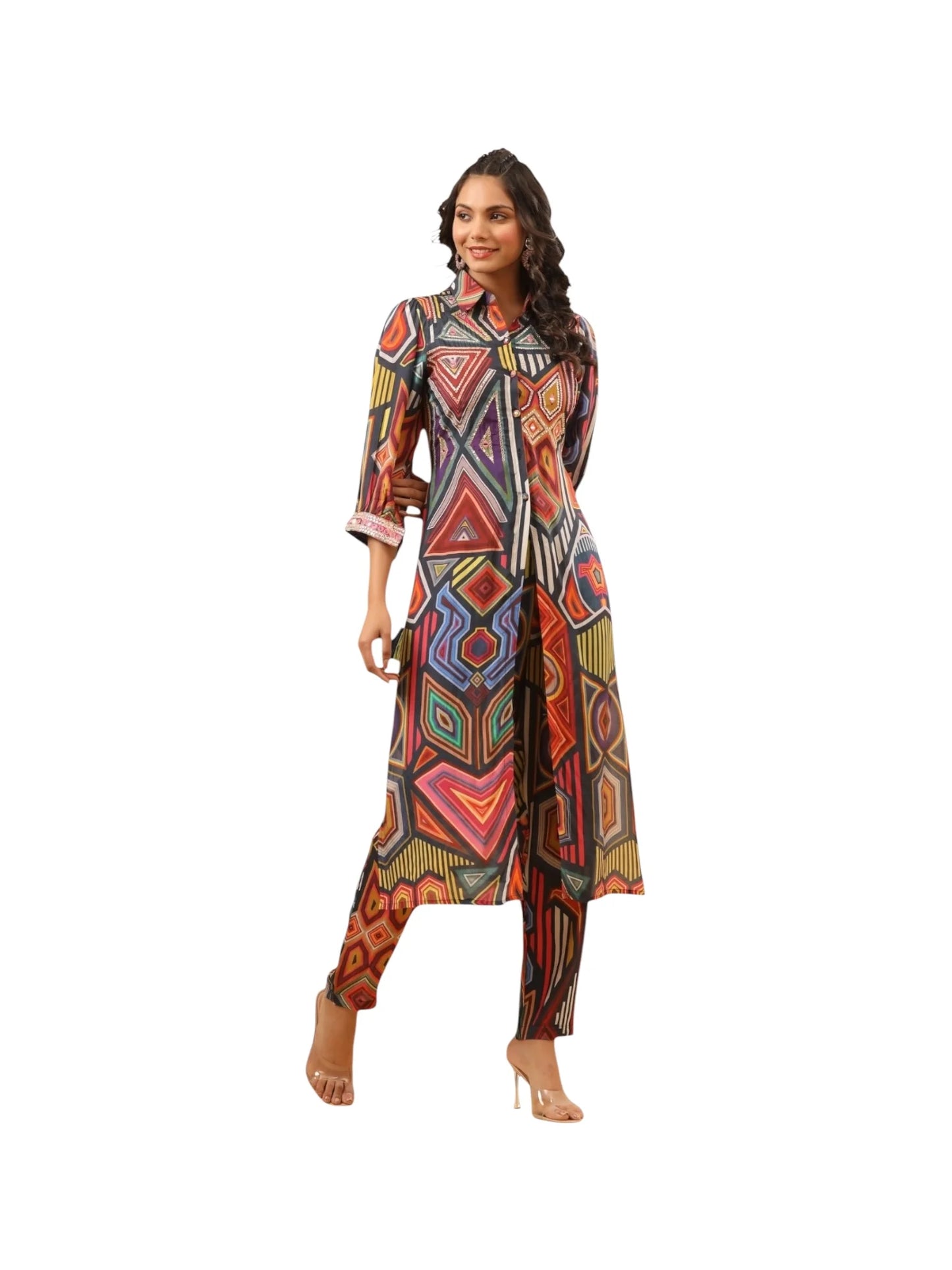 Multi-Color Satin Silk Kurta Set