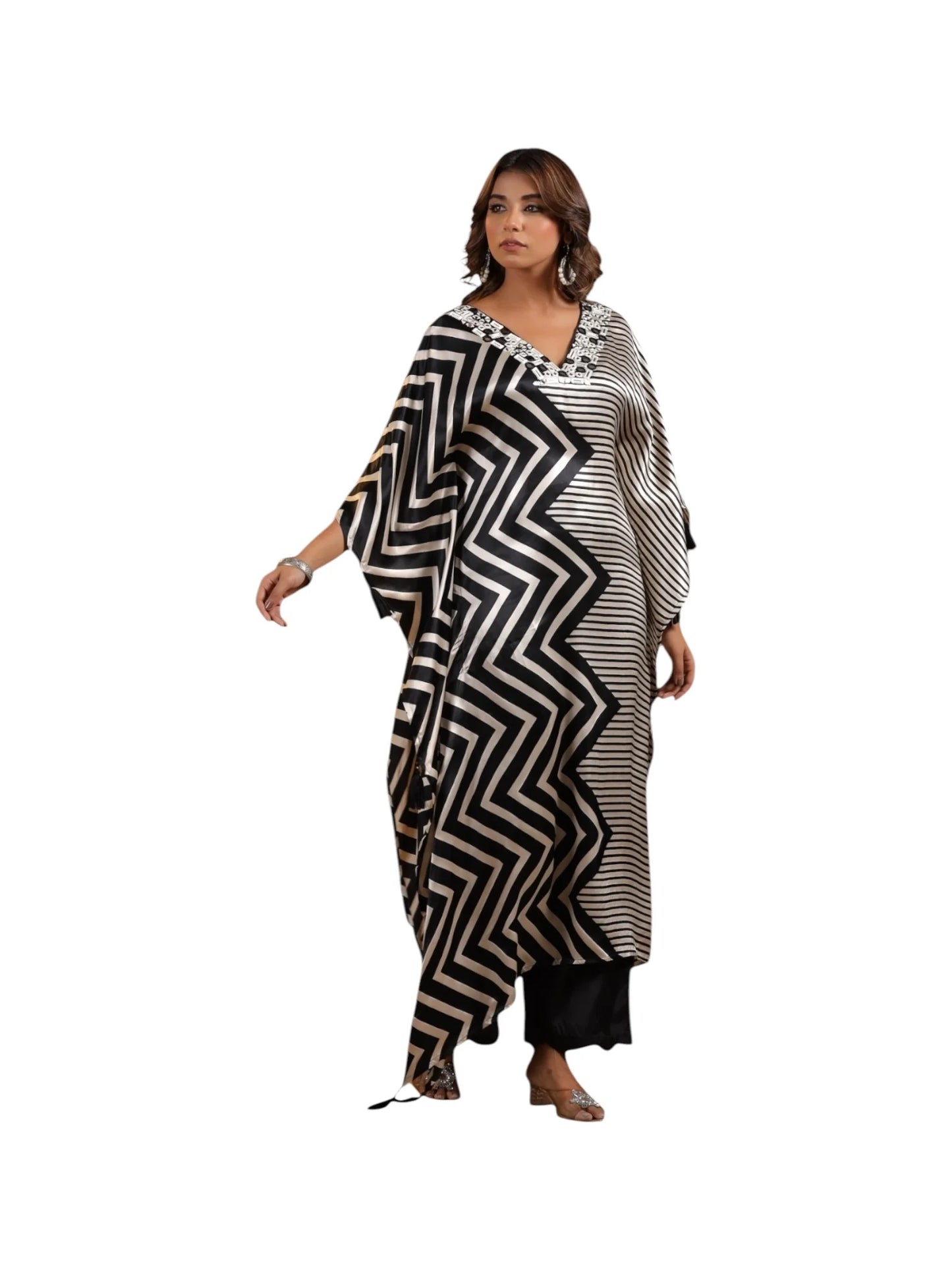 Black Satin Silk Kurta Set