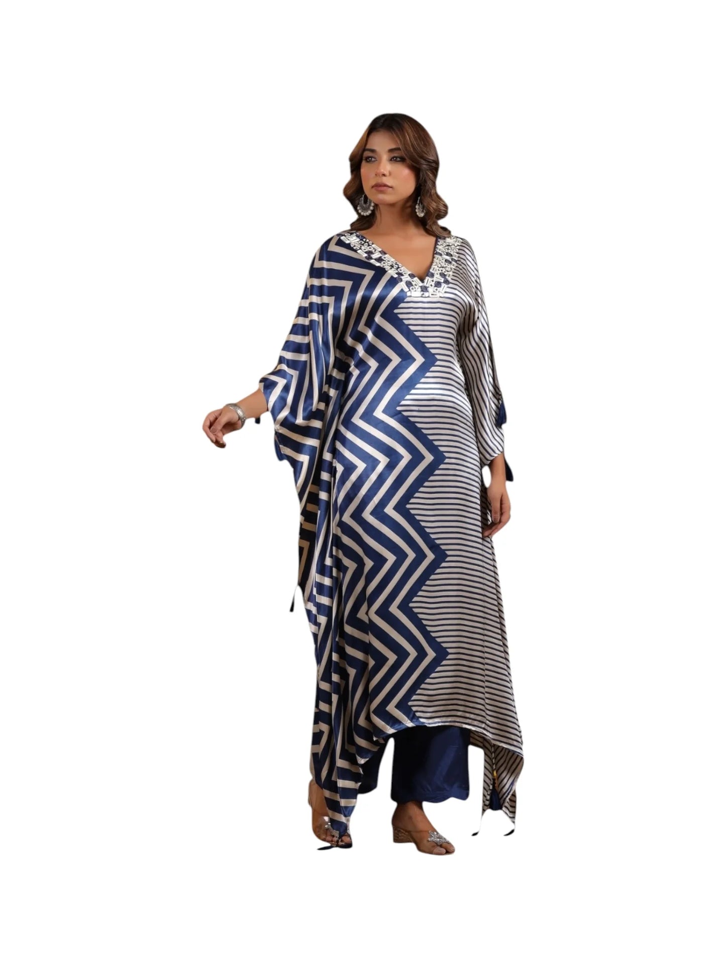 Blue Satin Silk Kurta Set