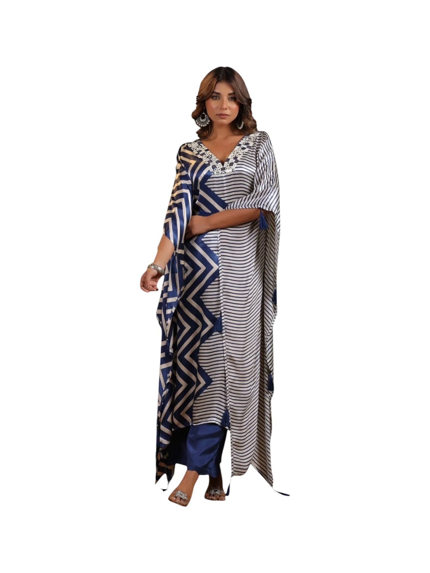 Blue Satin Silk Kurta Set