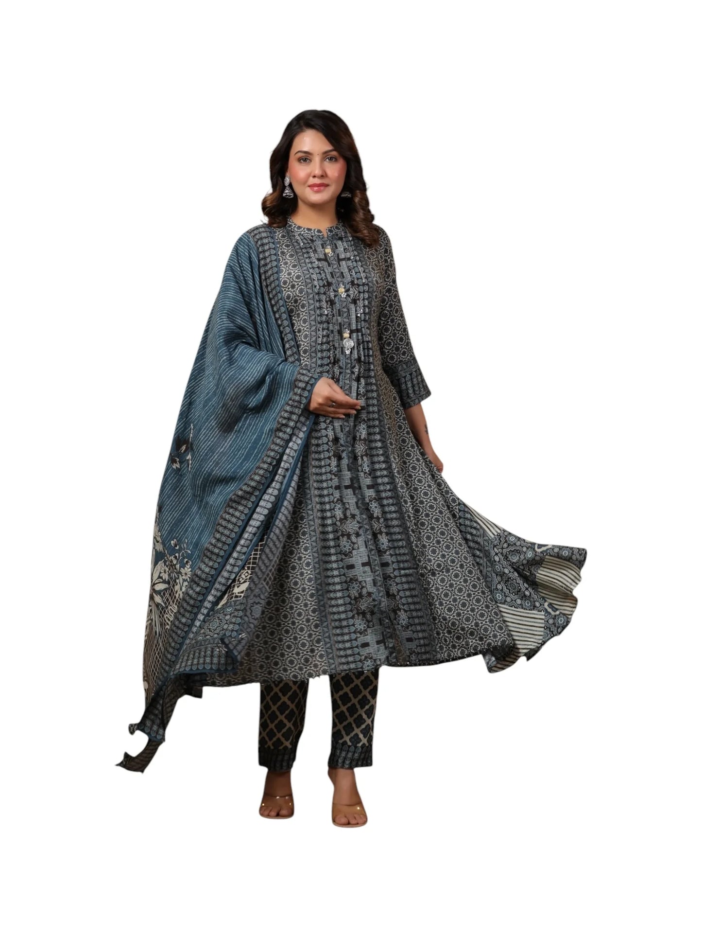 Blue Muslin Kurta Set