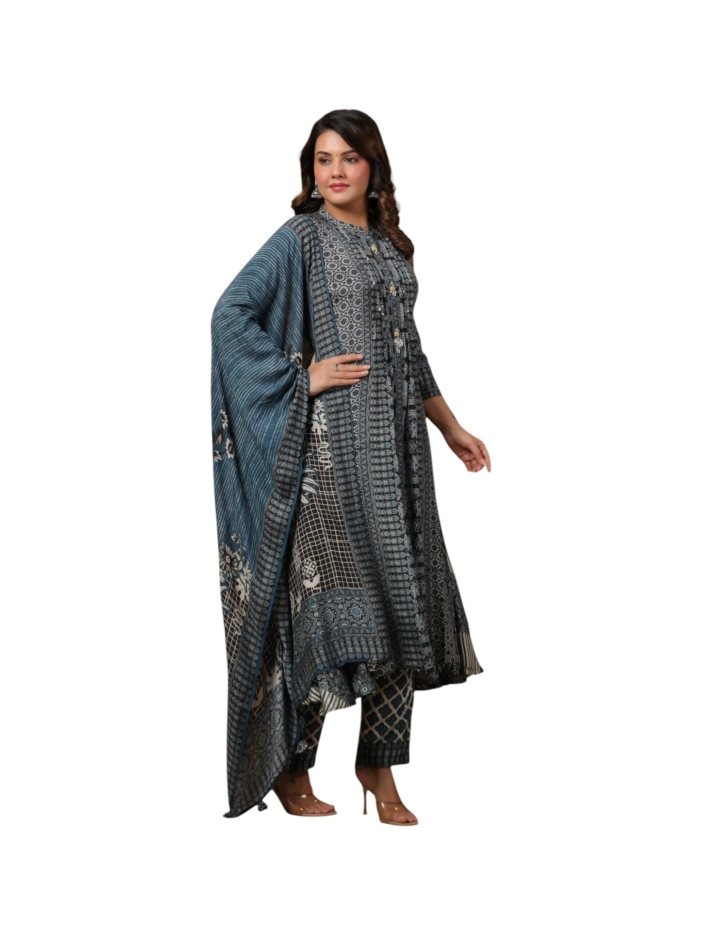 Blue Muslin Kurta Set