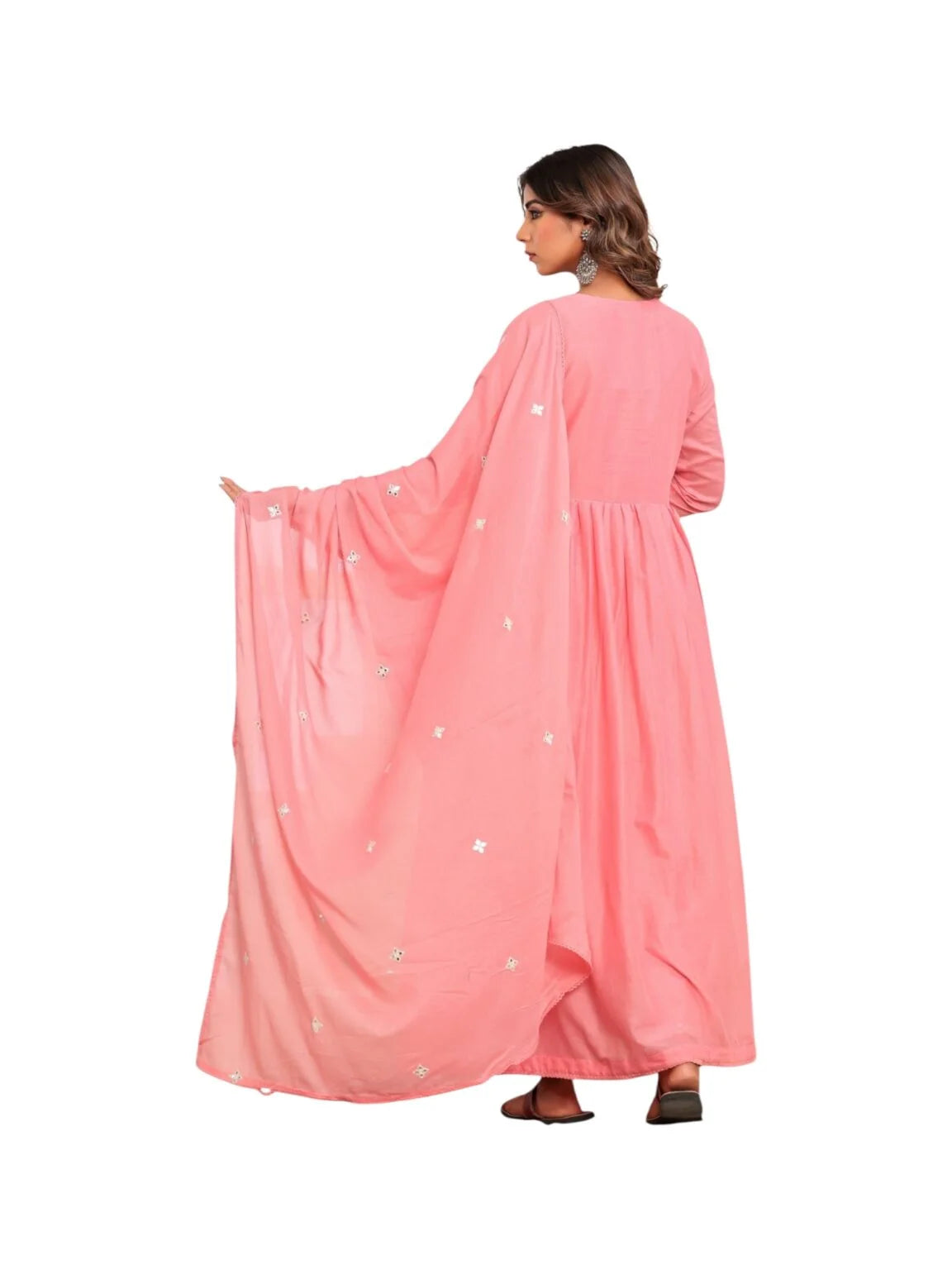 Pink Cotton Kurta Set with Abla & Pearl Work