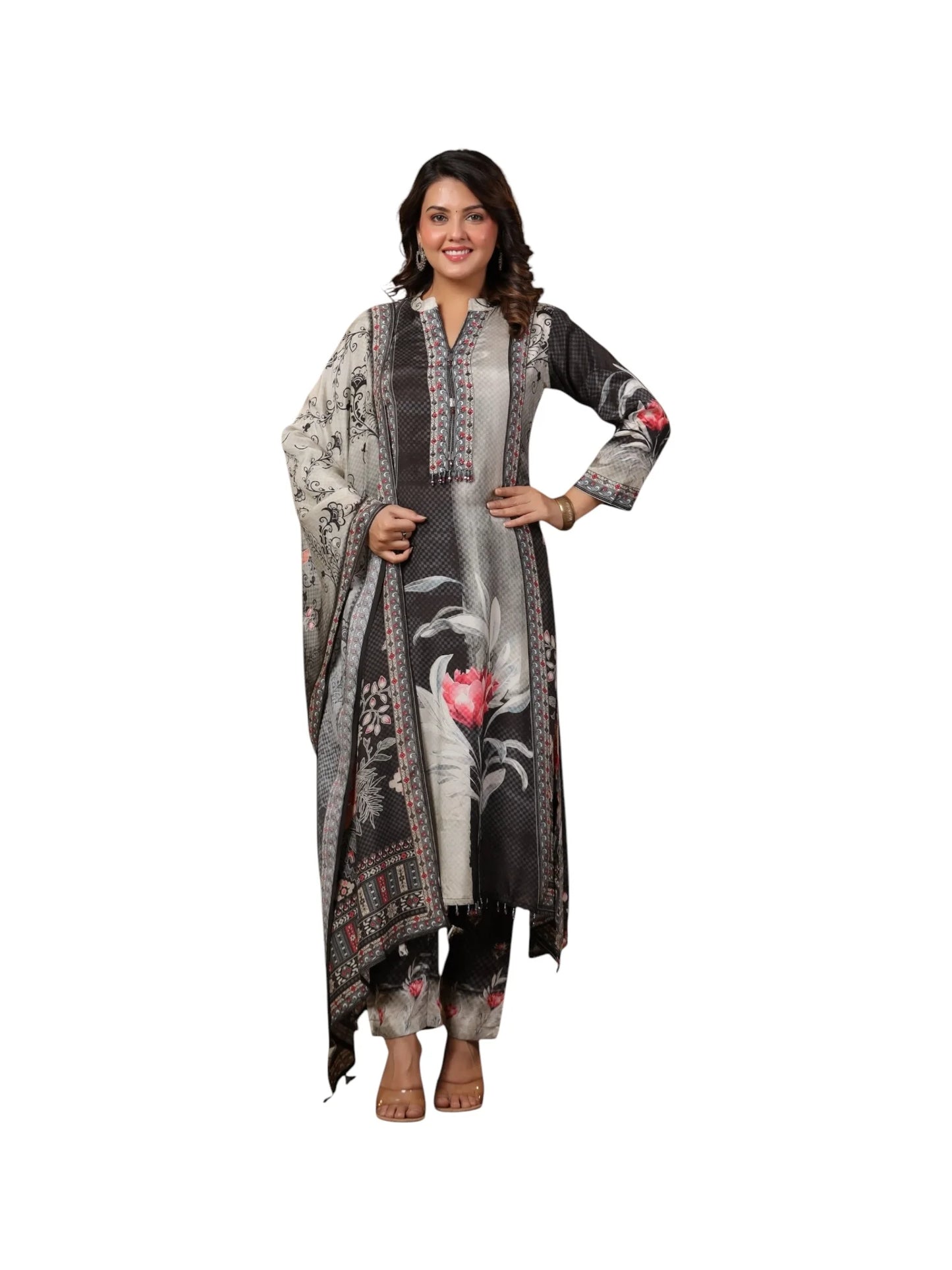 Black Muslin Kurta Set