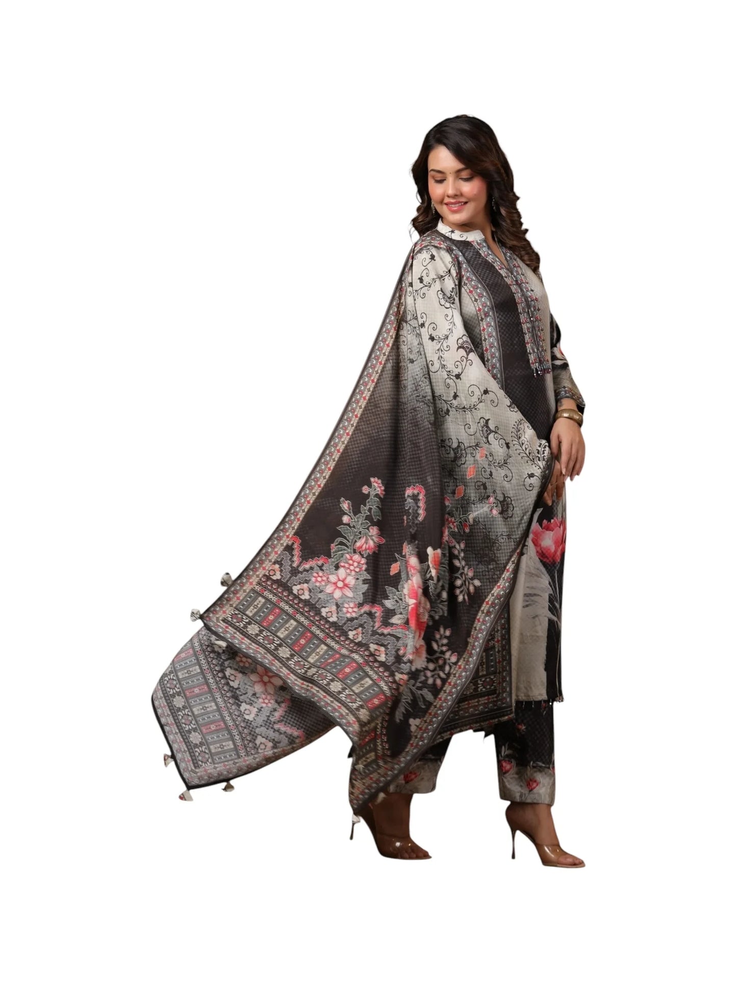 Black Muslin Kurta Set