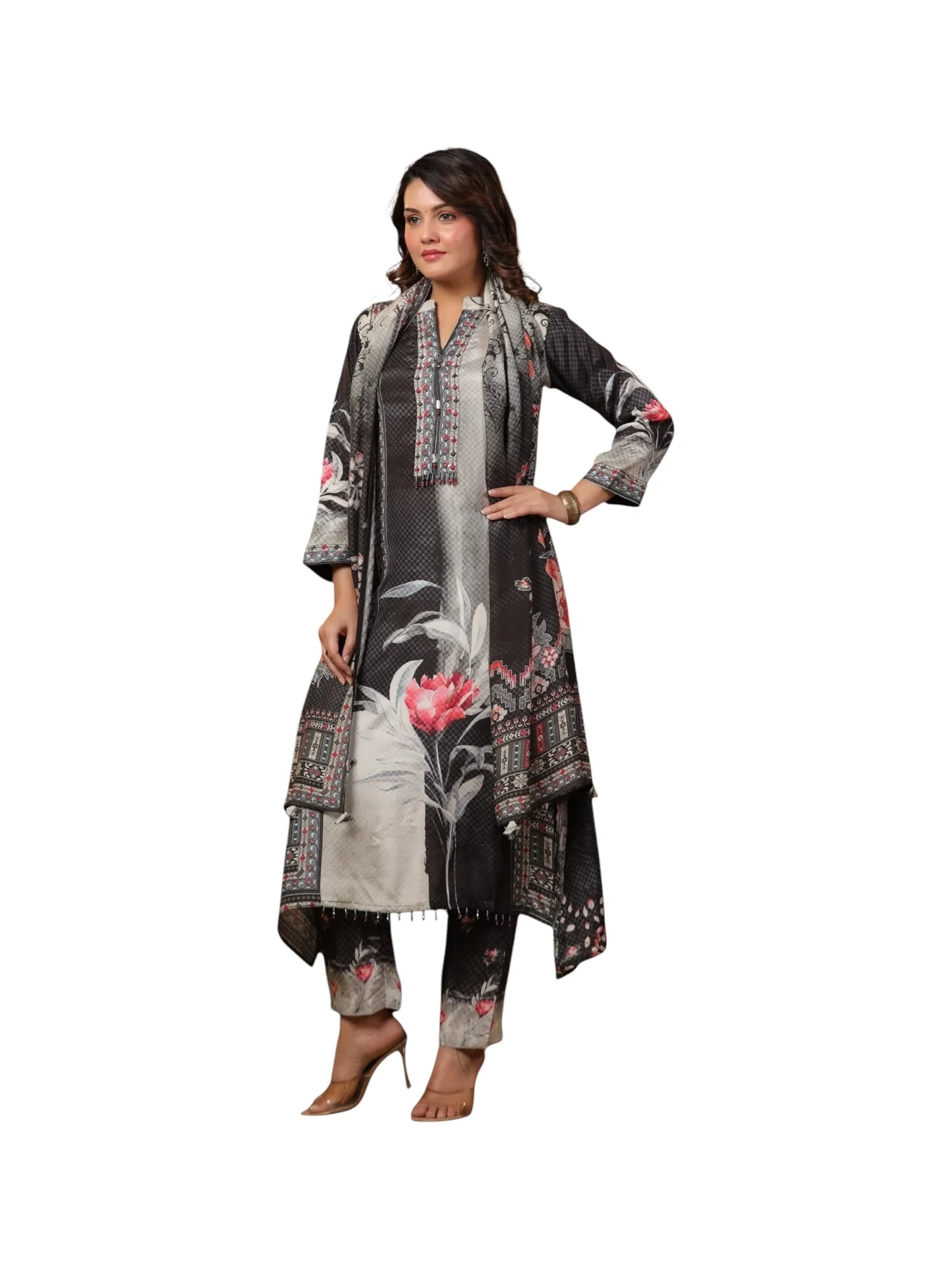 Black Muslin Kurta Set