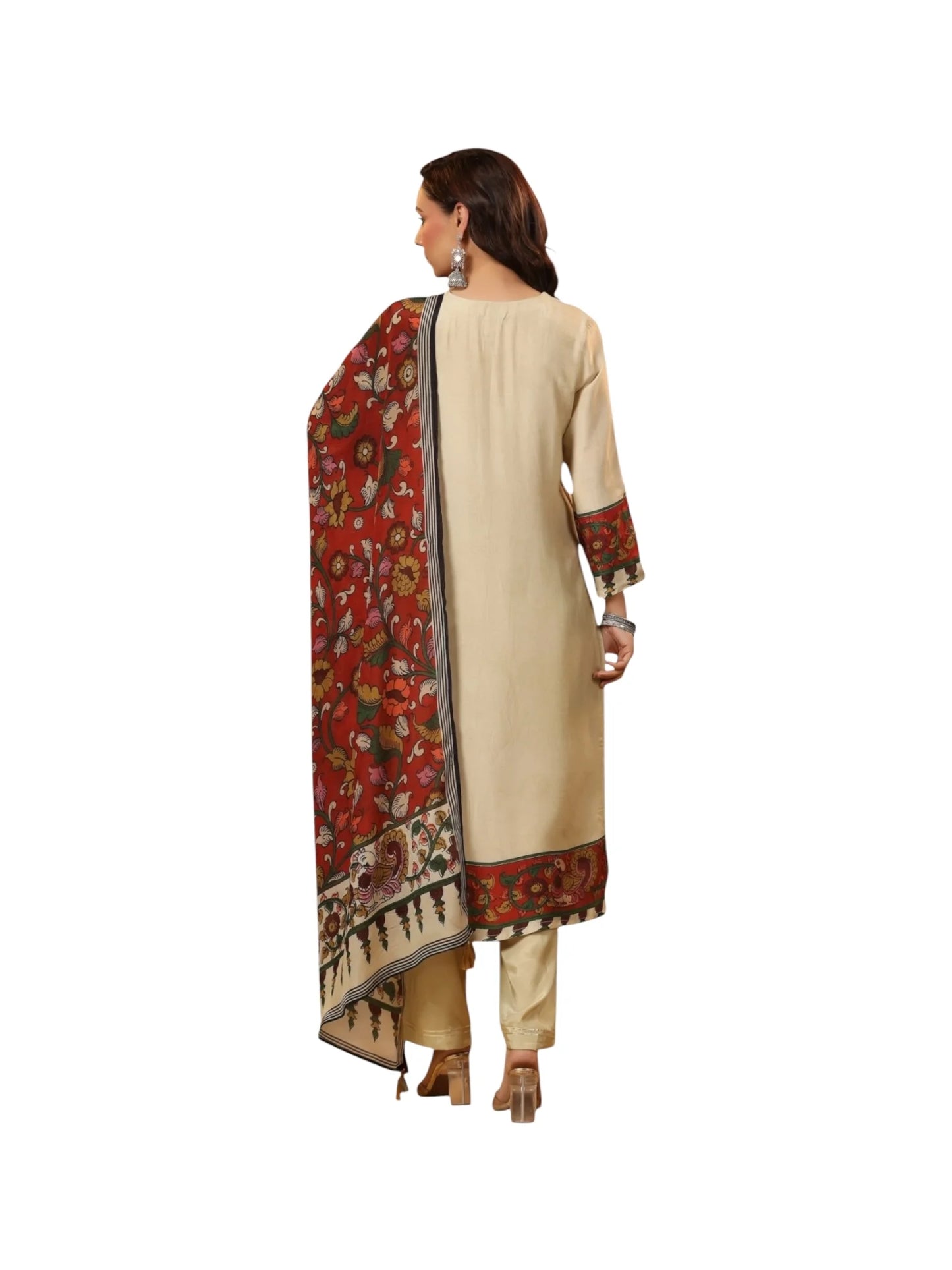 Gold Crepe & Satin Silk Kurta Set