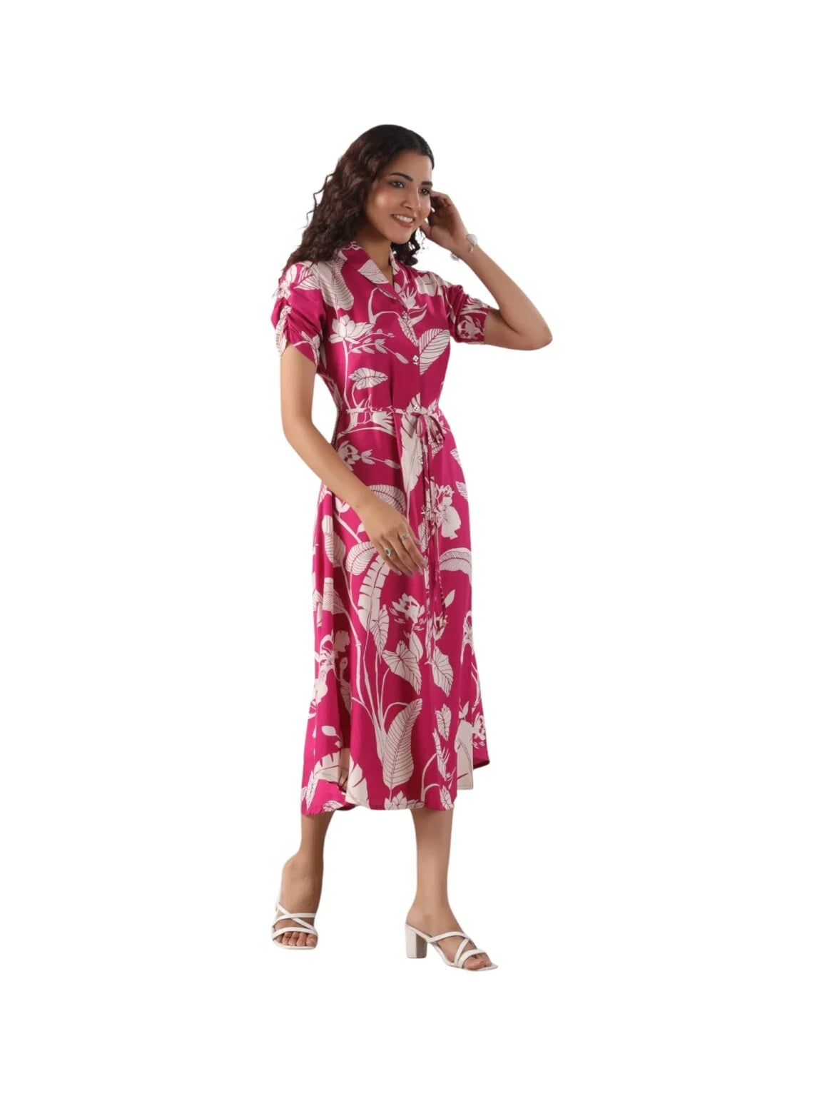 Pink Satin Silk Kurta with Resham Detailing