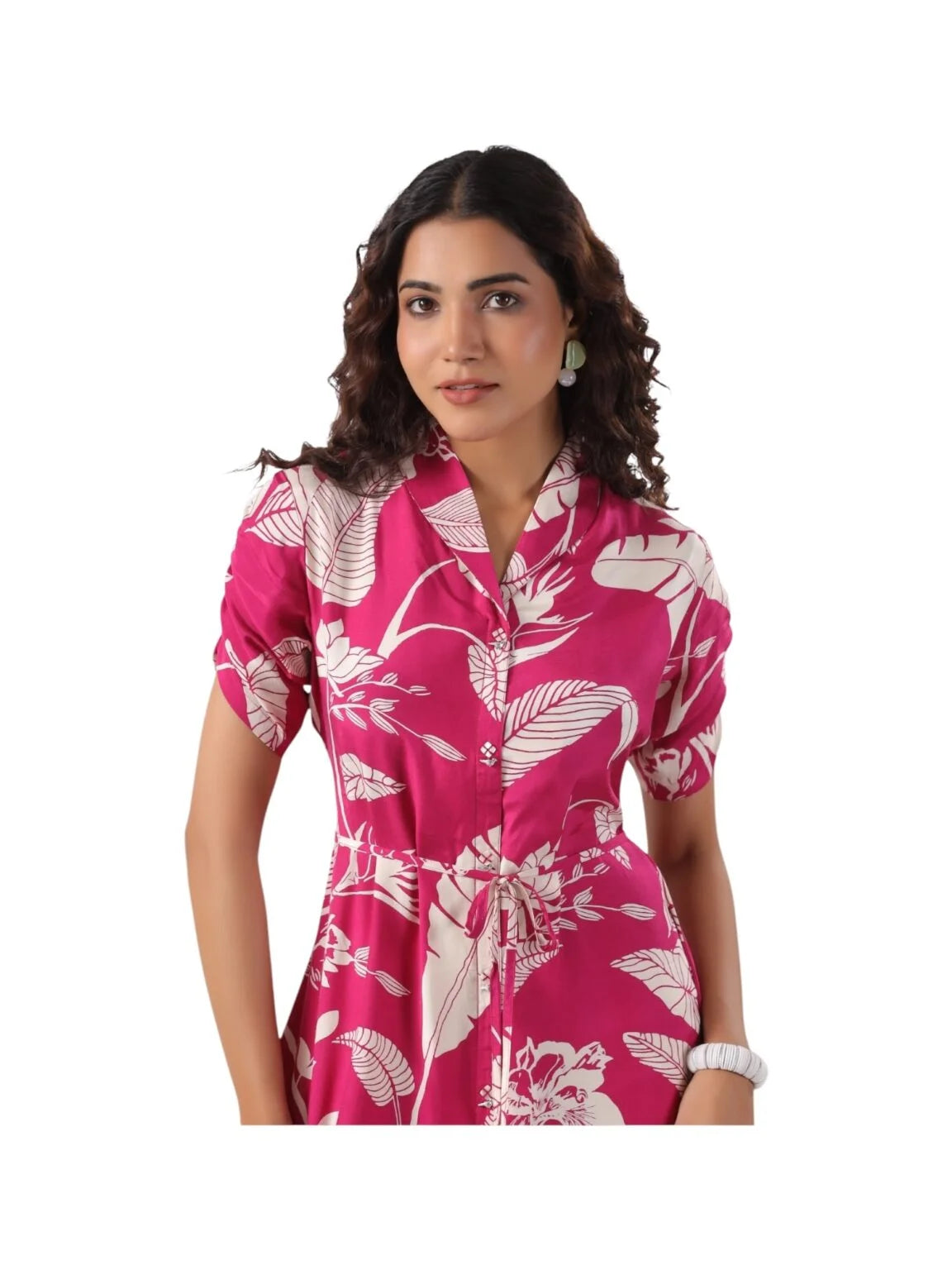 Pink Satin Silk Kurta with Resham Detailing