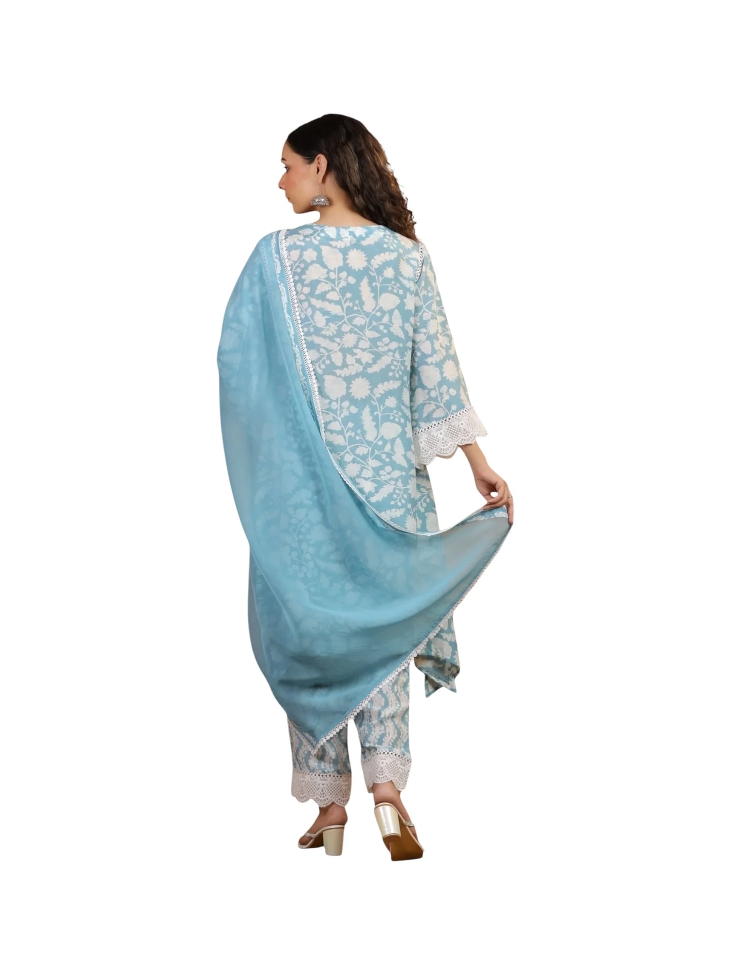 Blue Satin Silk Kurta Set