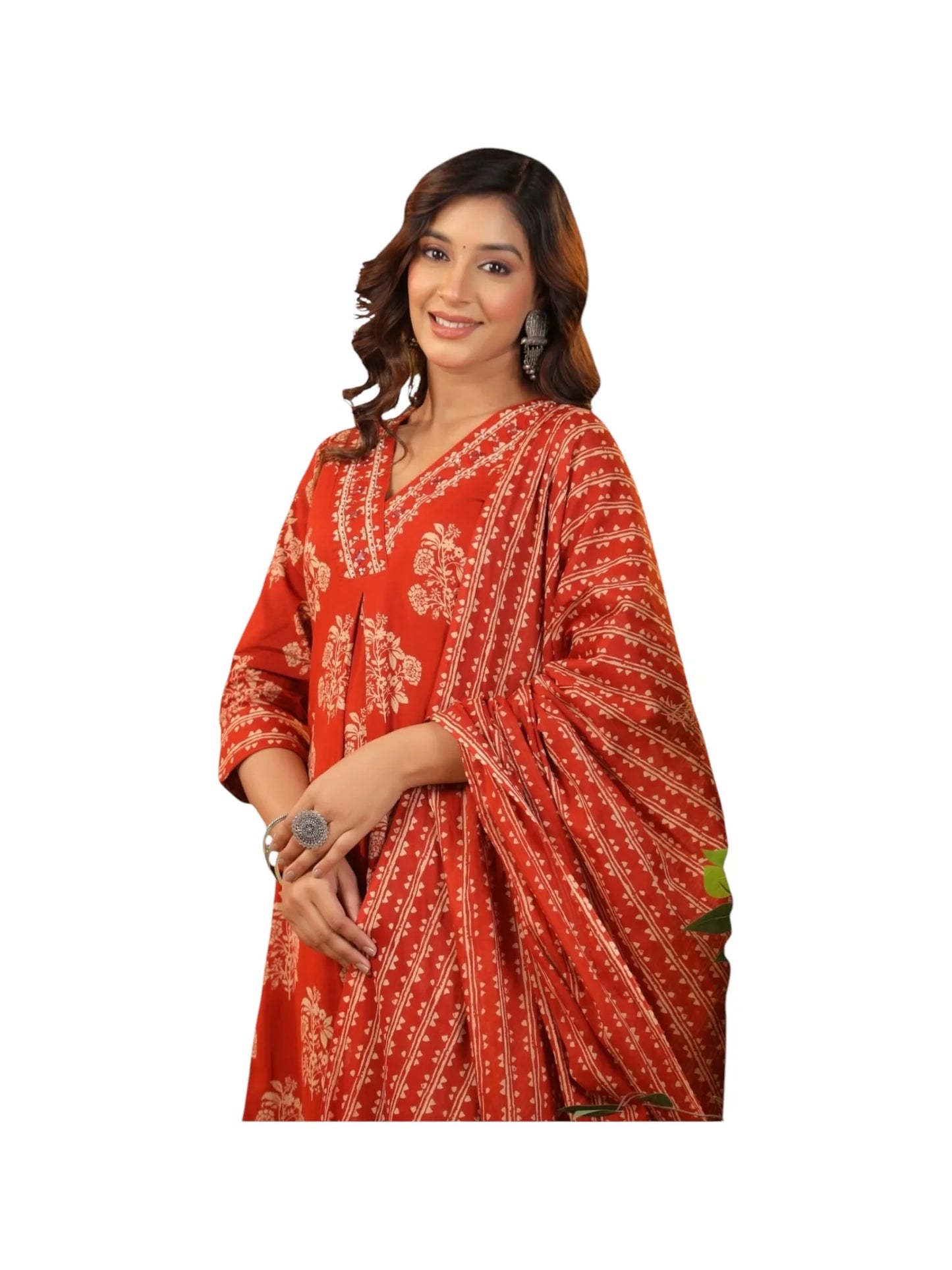 Orange Cotton Kurta Set