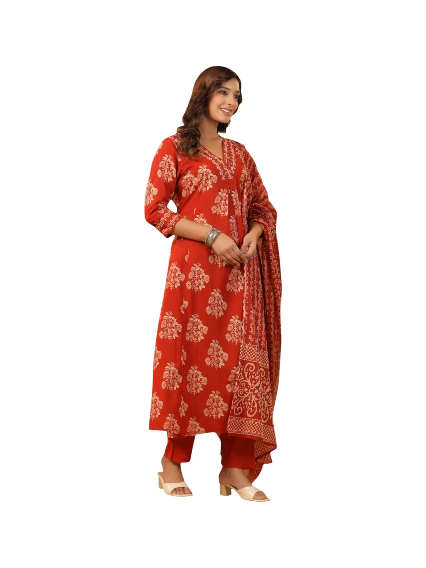 Orange Cotton Kurta Set
