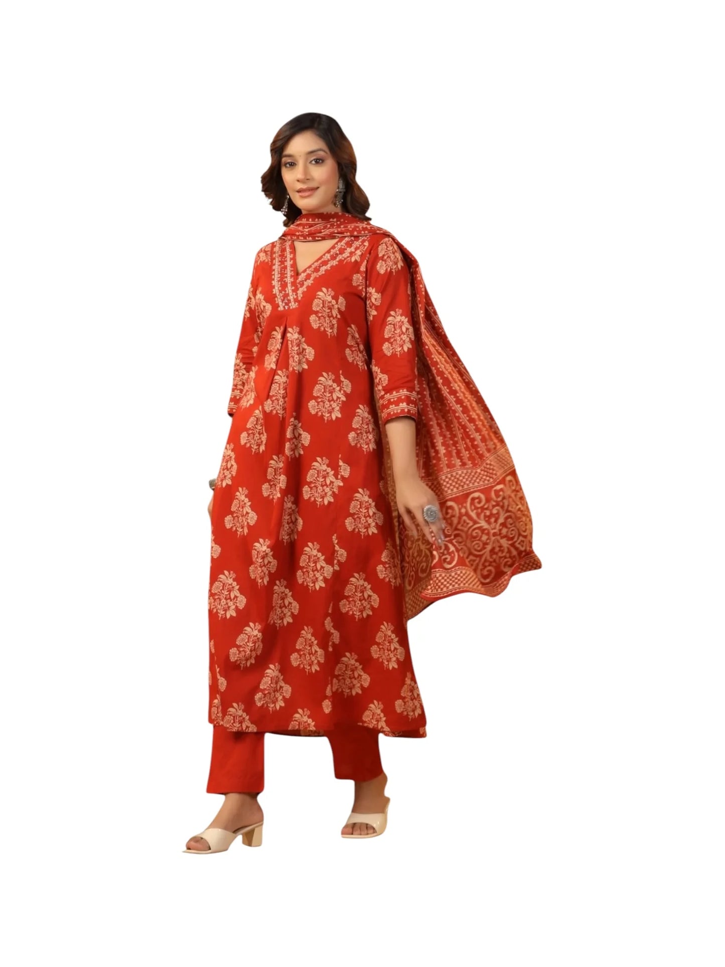 Orange Cotton Kurta Set