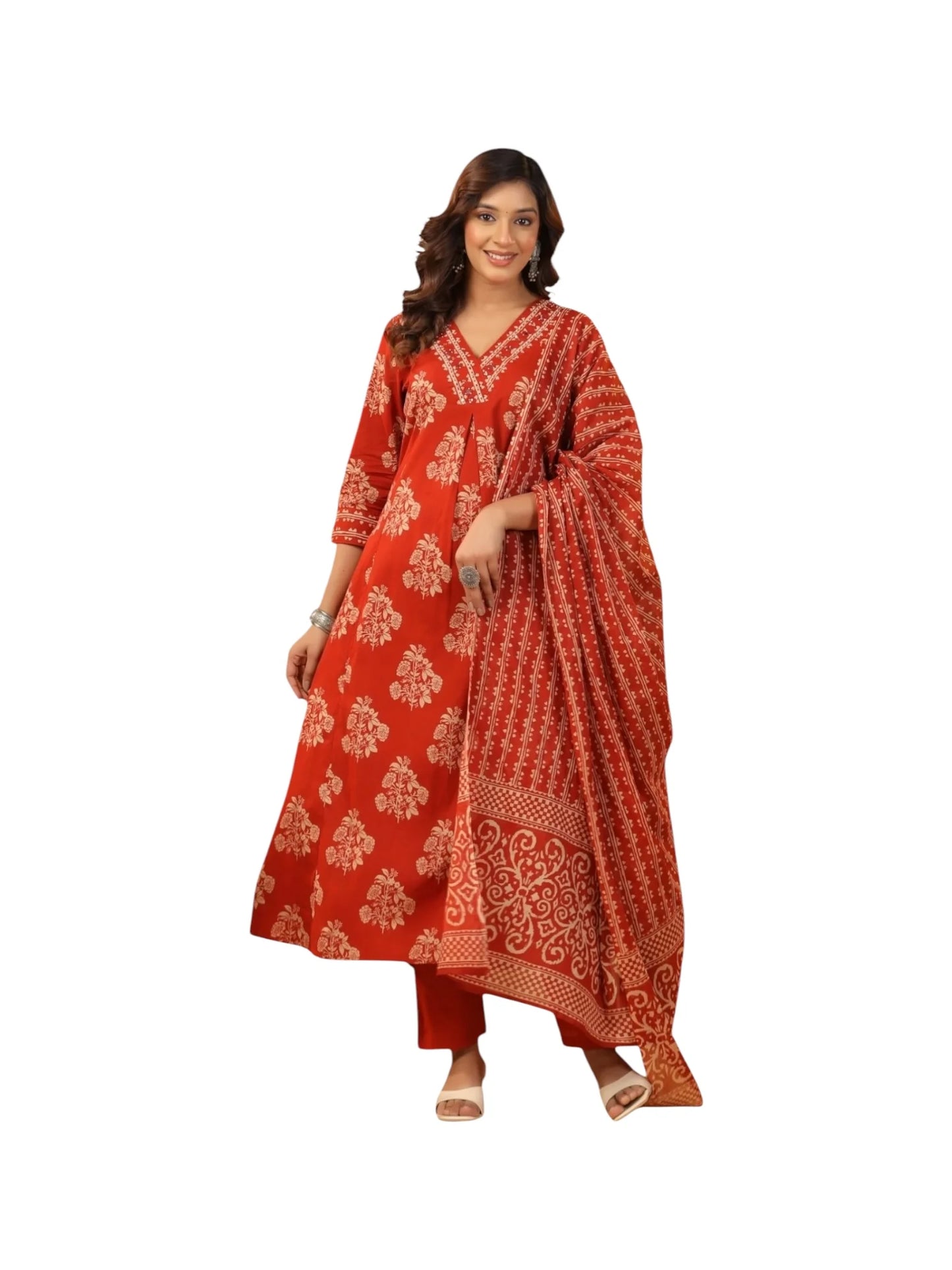 Orange Cotton Kurta Set