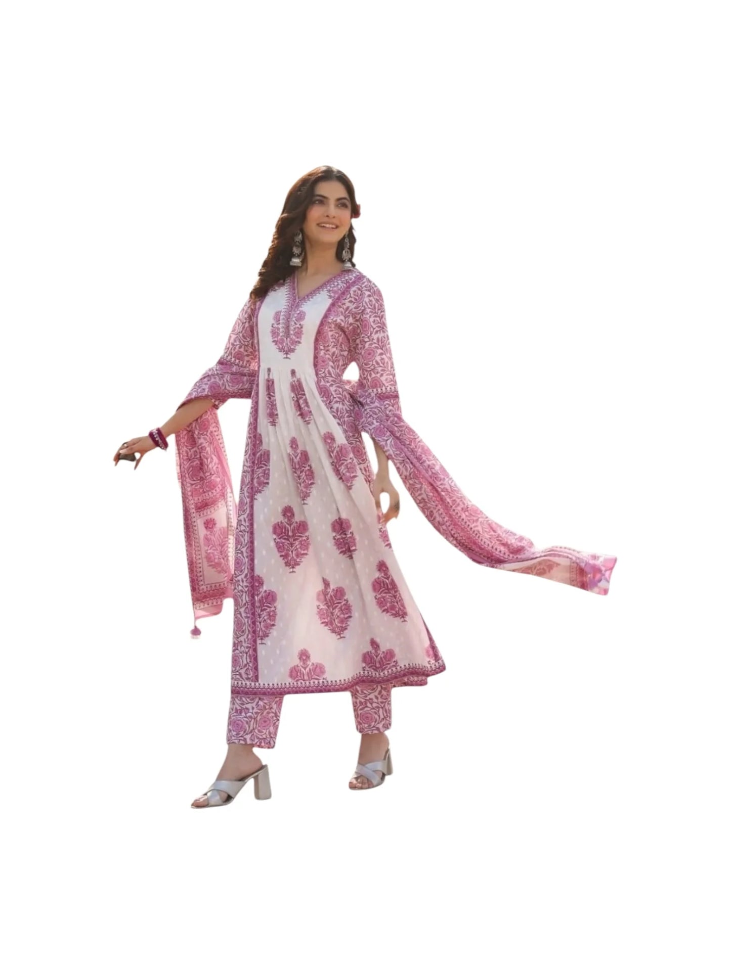Pink Cotton Kurta Set