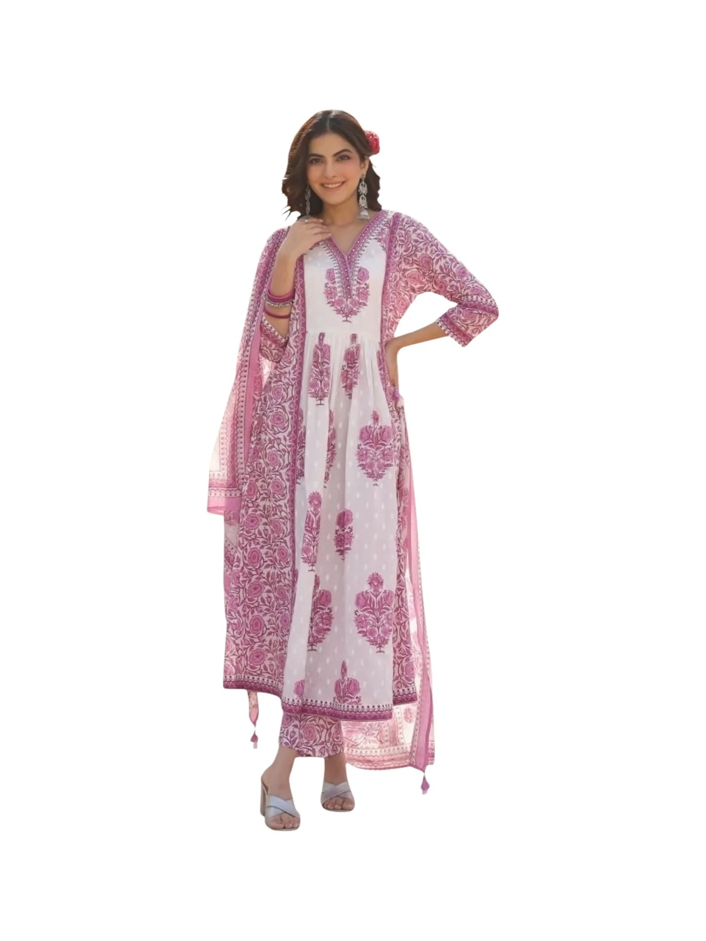 Pink Cotton Kurta Set