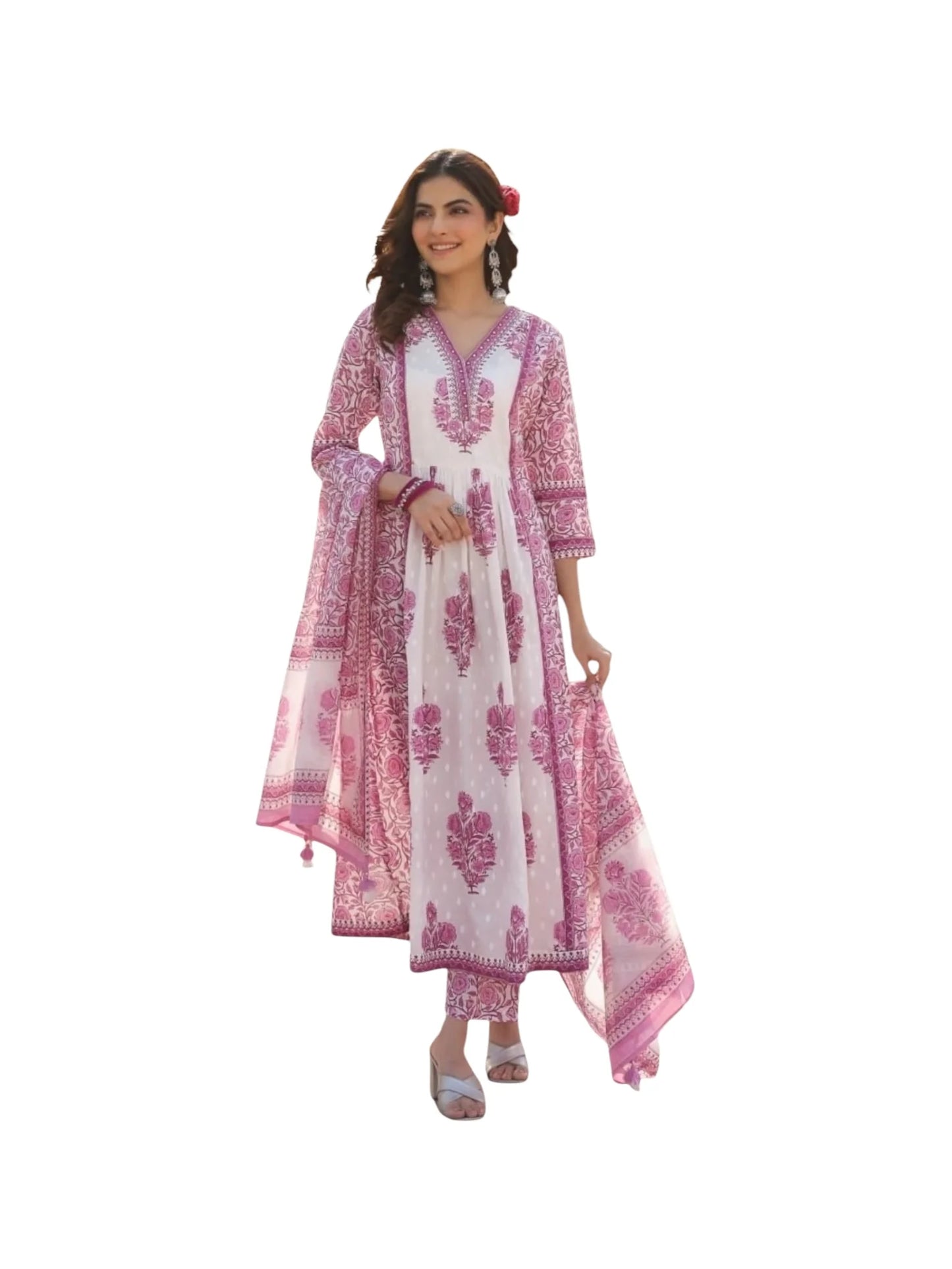 Pink Cotton Kurta Set