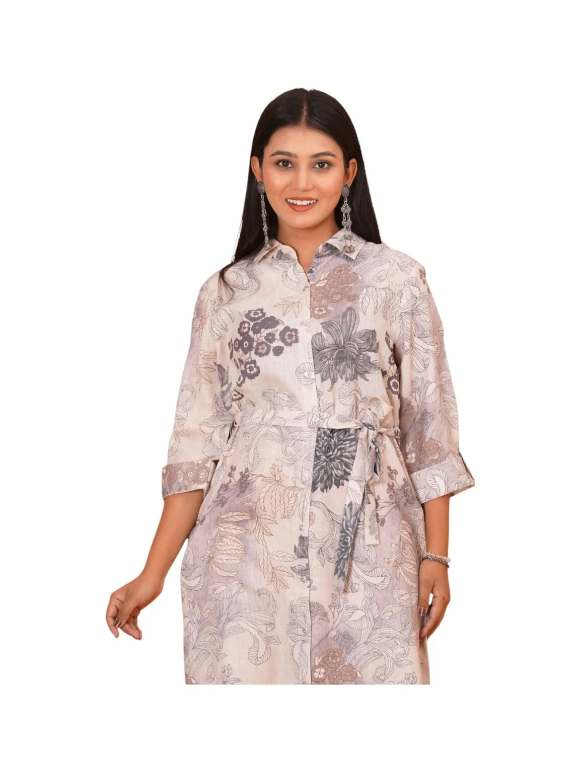 Beige Cotton Printed Kurta for Effortless Everyday Style