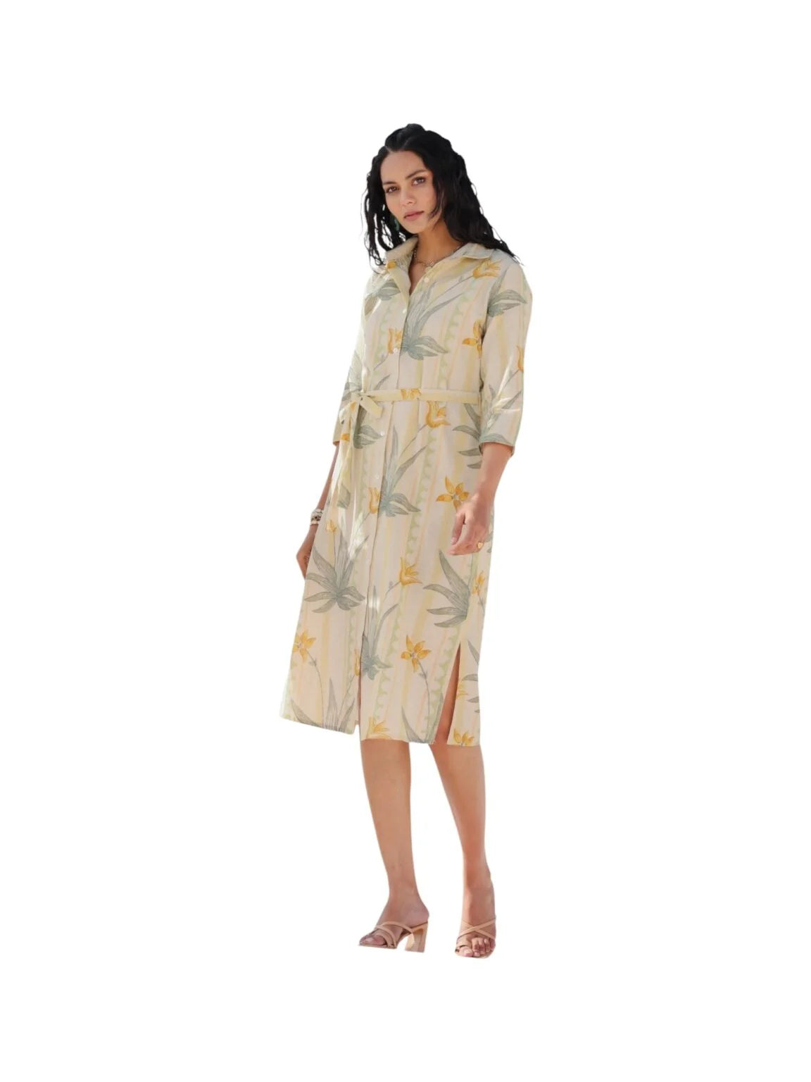 Beige Cotton Printed Kurta with Subtle Nature-Inspired Motifs